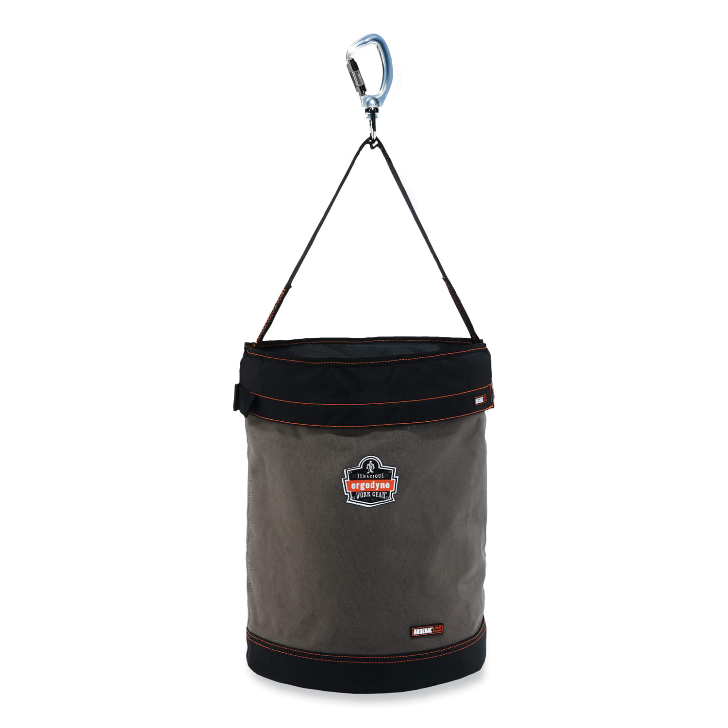 Arsenal 5945T Extra-Large Swiveling Carabiner Canvas Hoist Bucket and Top, 150 lb, Gray