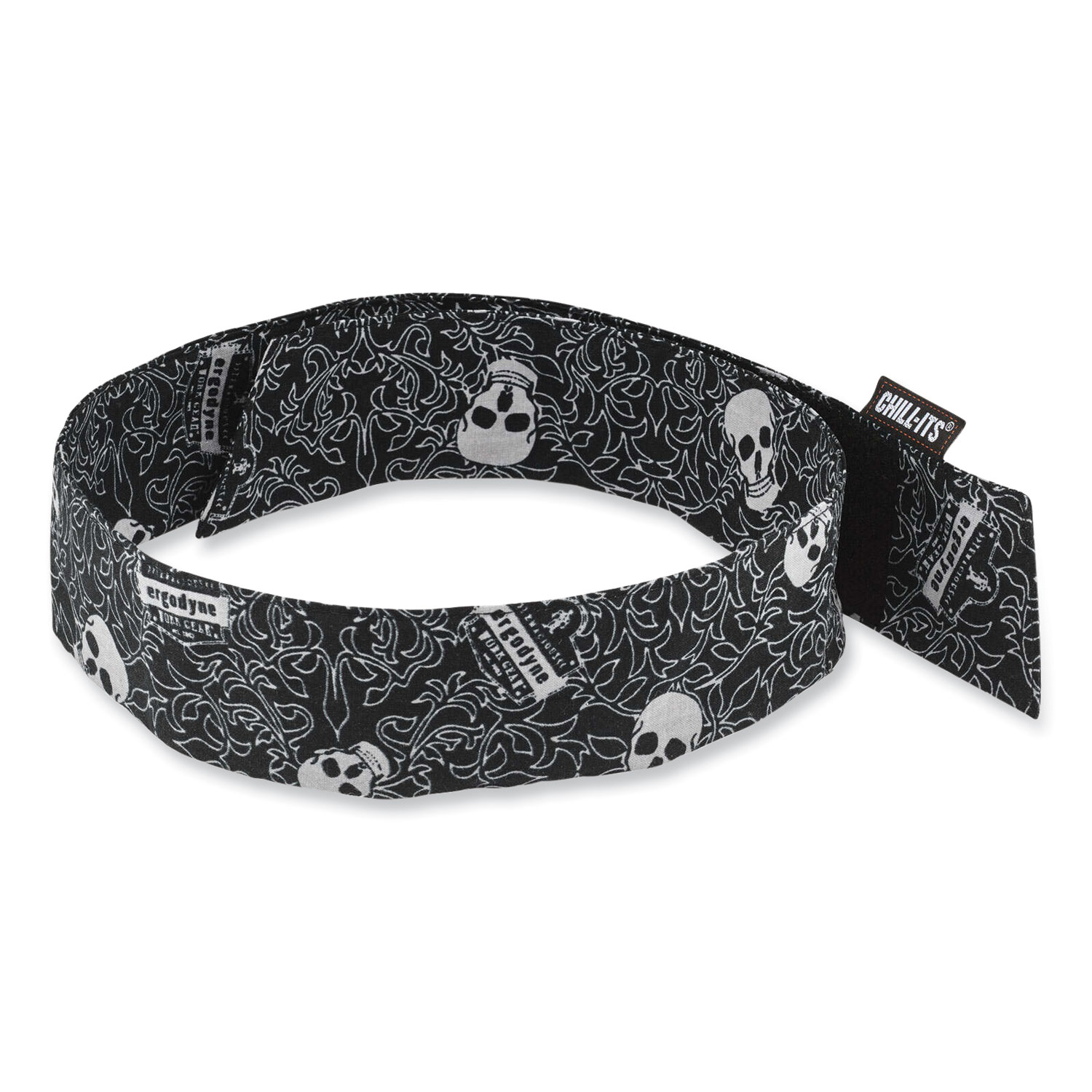 Chill-Its 6705 Cooling Embedded Polymers Hook and Loop Bandana Headbnd, One Size Fit Most, Skulls