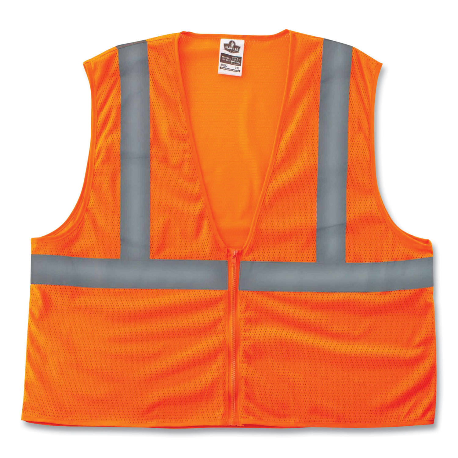 GloWear 8205Z Class 2 Super Economy Mesh Vest, Polyester, Orange, Small/Medium