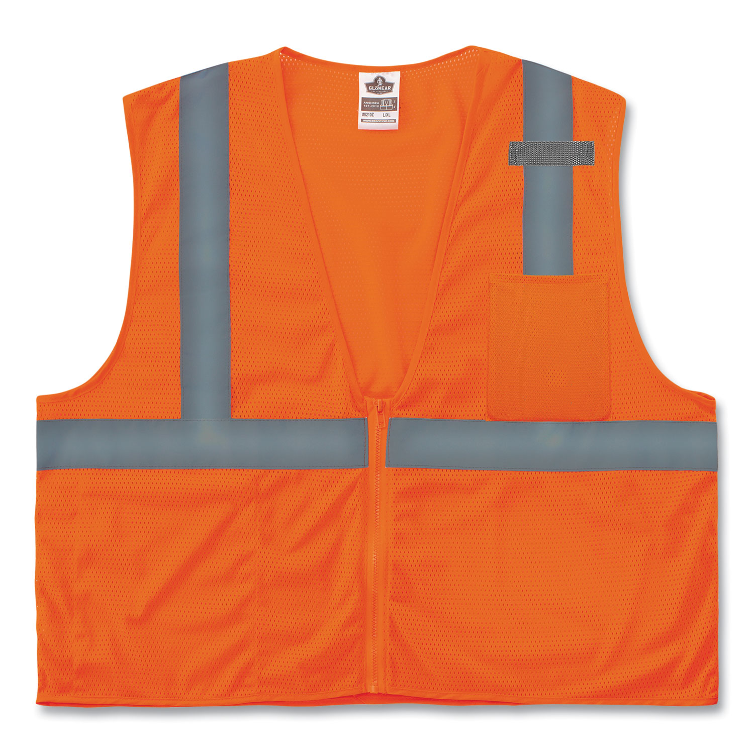 GloWear 8210Z Class 2 Economy Mesh Vest, Polyester, Orange, Small/Medium