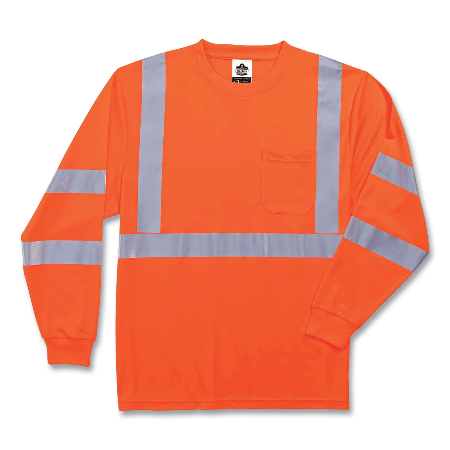 ergodyne® GloWear 8391 Class 3 Hi-Vis Long Sleeve Shirt, Polyester, Orange, Large