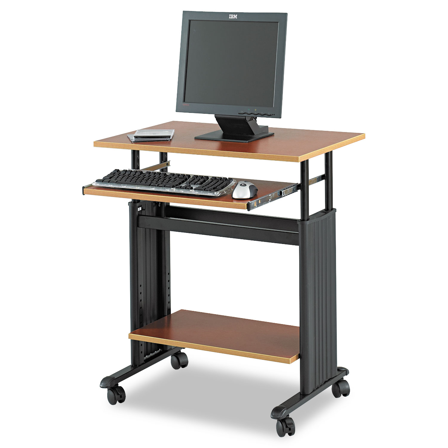  Safco 1925CY Adjustable Height Workstation, 29.5w x 22d x 34h, Cherry/Black (SAF1925CY) 