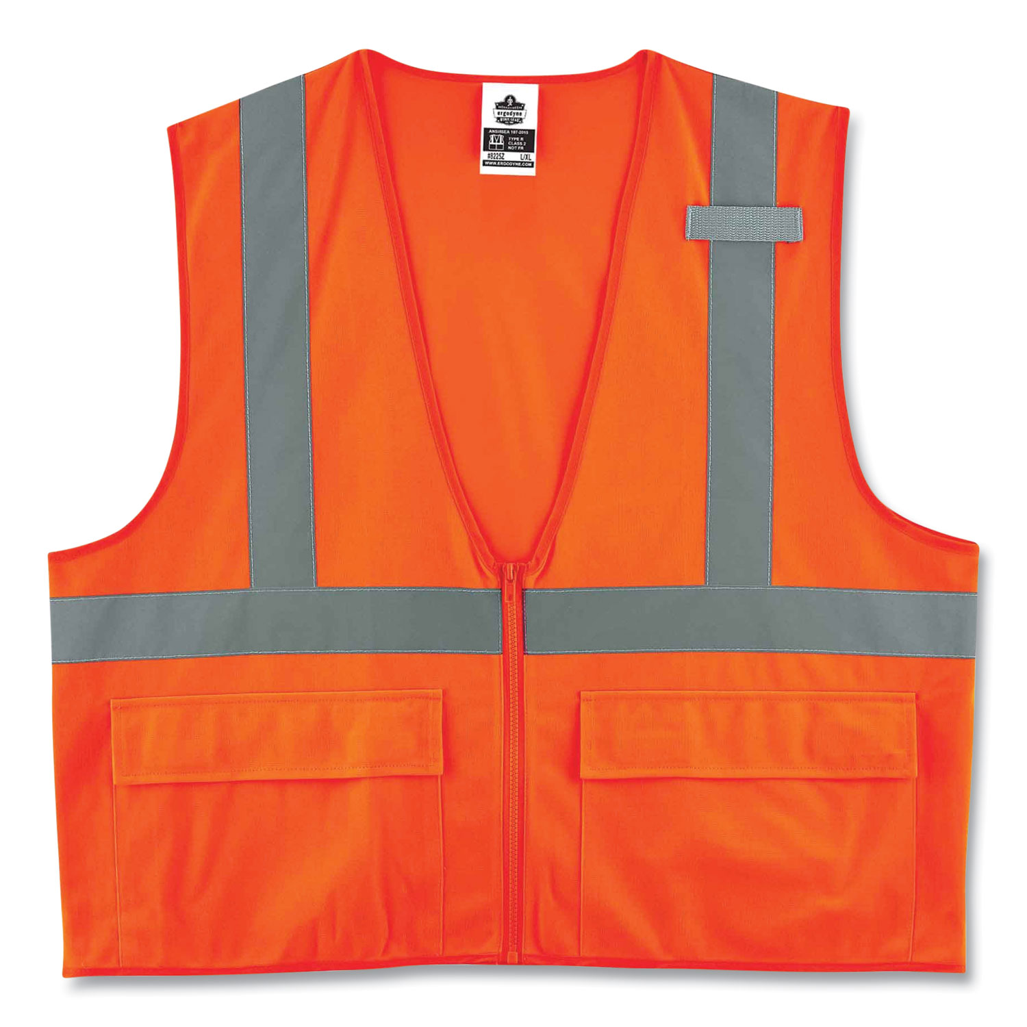 GloWear 8225Z Class 2 Standard Solid Vest, Polyester, Orange, 4X-Large/5X-Large