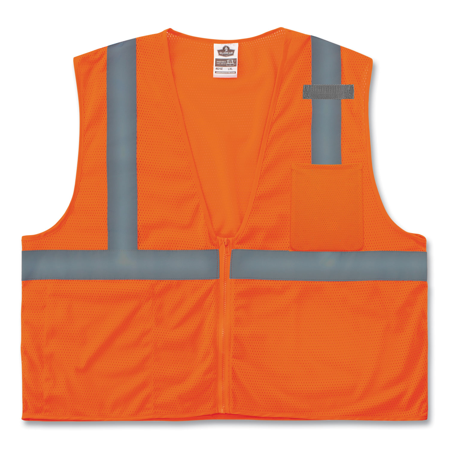 GloWear 8210Z Class 2 Economy Mesh Vest, Polyester, Orange, 4X-Large/5X-Large