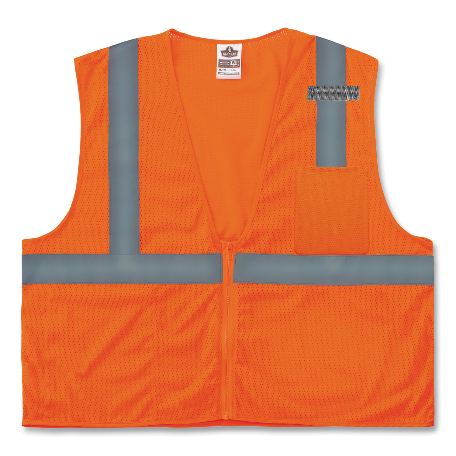 GloWear 8210Z Class 2 Economy Mesh Vest, Polyester, Orange, X-Small