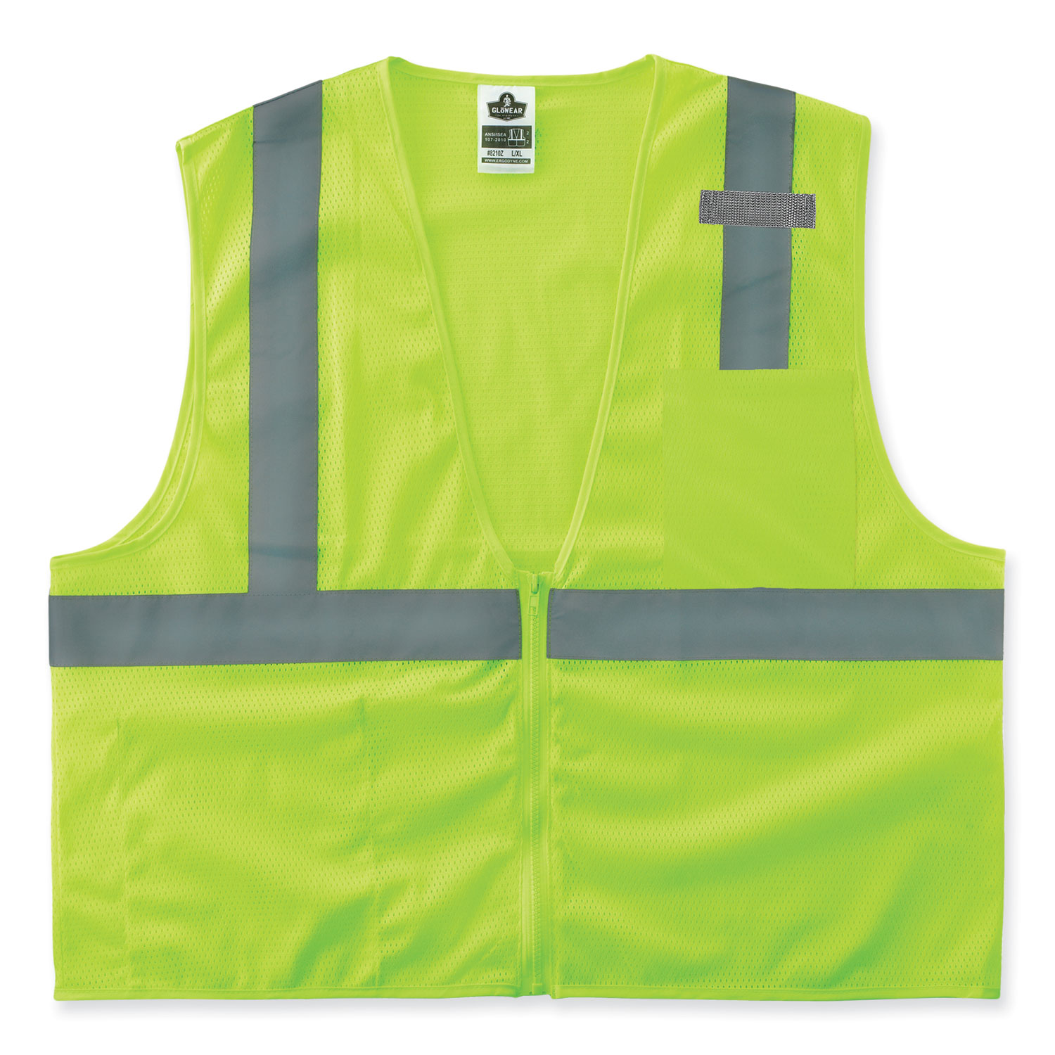 GloWear 8210Z Class 2 Economy Mesh Vest, Polyester, Lime, 4X-Large/5X-Large