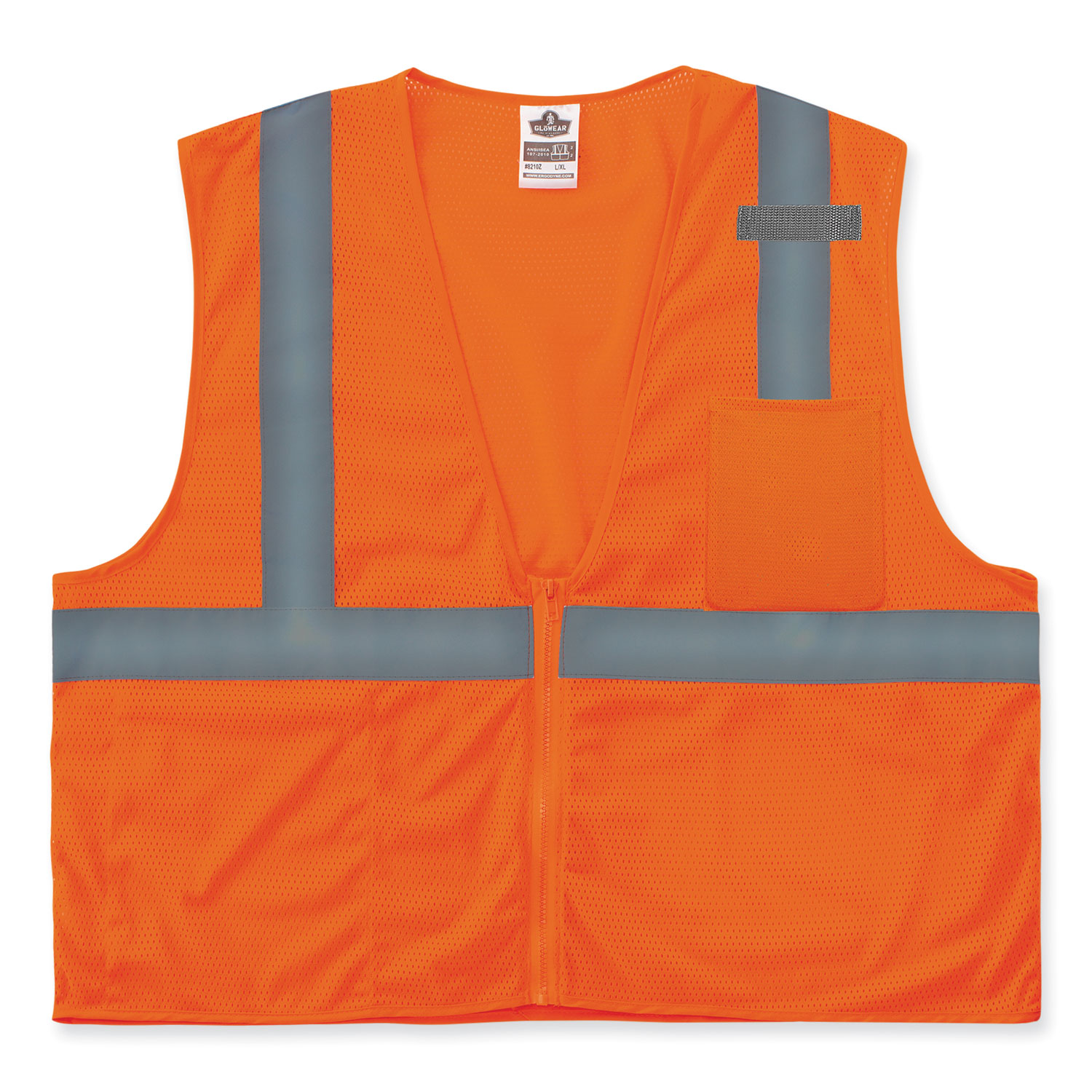 GloWear 8210Z Class 2 Economy Mesh Vest, Polyester, Orange, 2X-Large/3X-Large