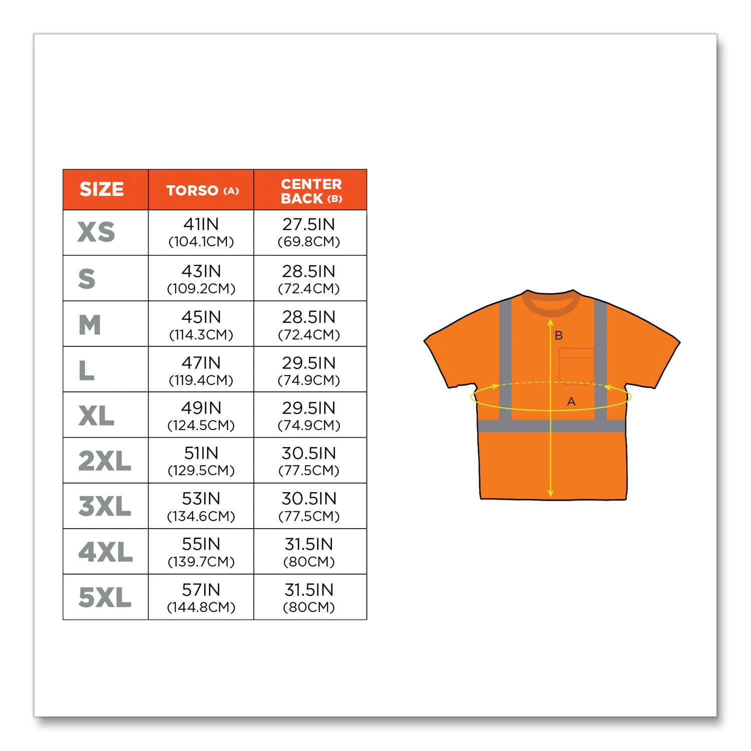 GloWear 8289 Class 2 Hi-Vis T-Shirt, Polyester, Orange, 5X-Large