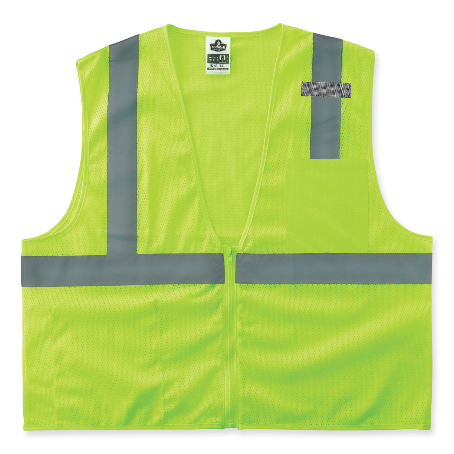 GloWear 8210Z Class 2 Economy Mesh Vest, Polyester, Lime, Small/Medium