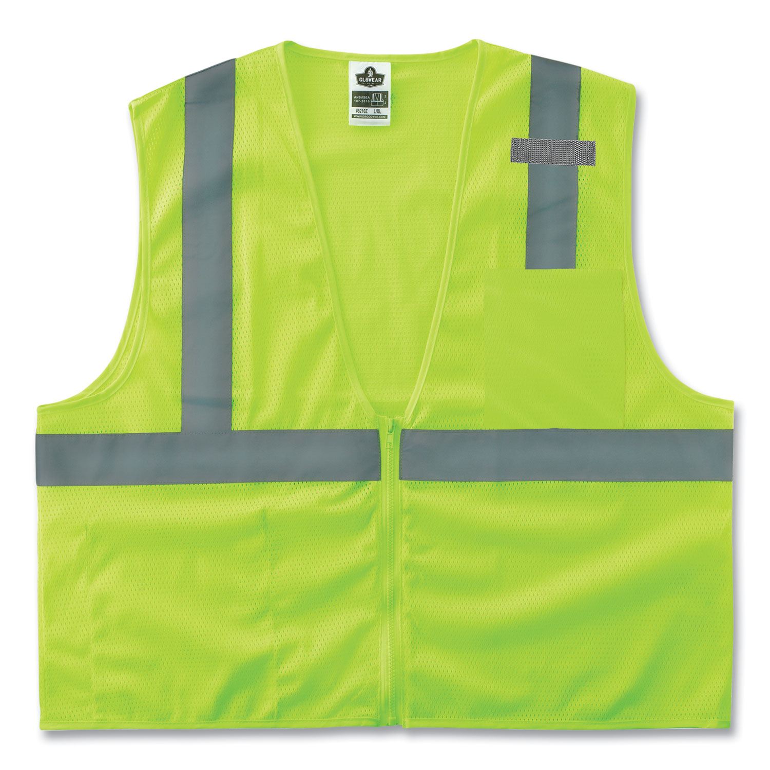 GloWear 8210Z Class 2 Economy Mesh Vest, Polyester, Lime, X-Small