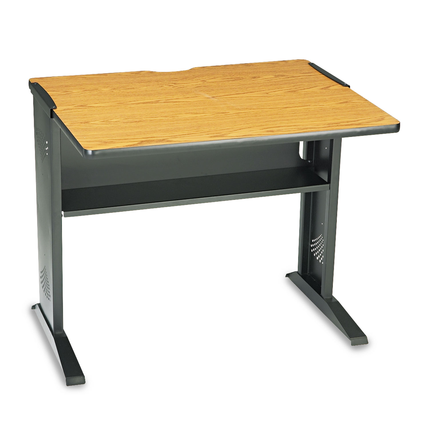 Computer Desk W/ Reversible Top, 35-1/2w x 28d x 30h, Mahogany/Medium Oak/Black