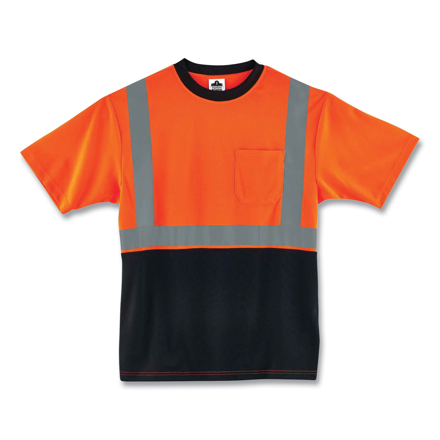 GloWear 8289BK Class 2 Hi-Vis T-Shirt with Black Bottom, X-Large, Orange