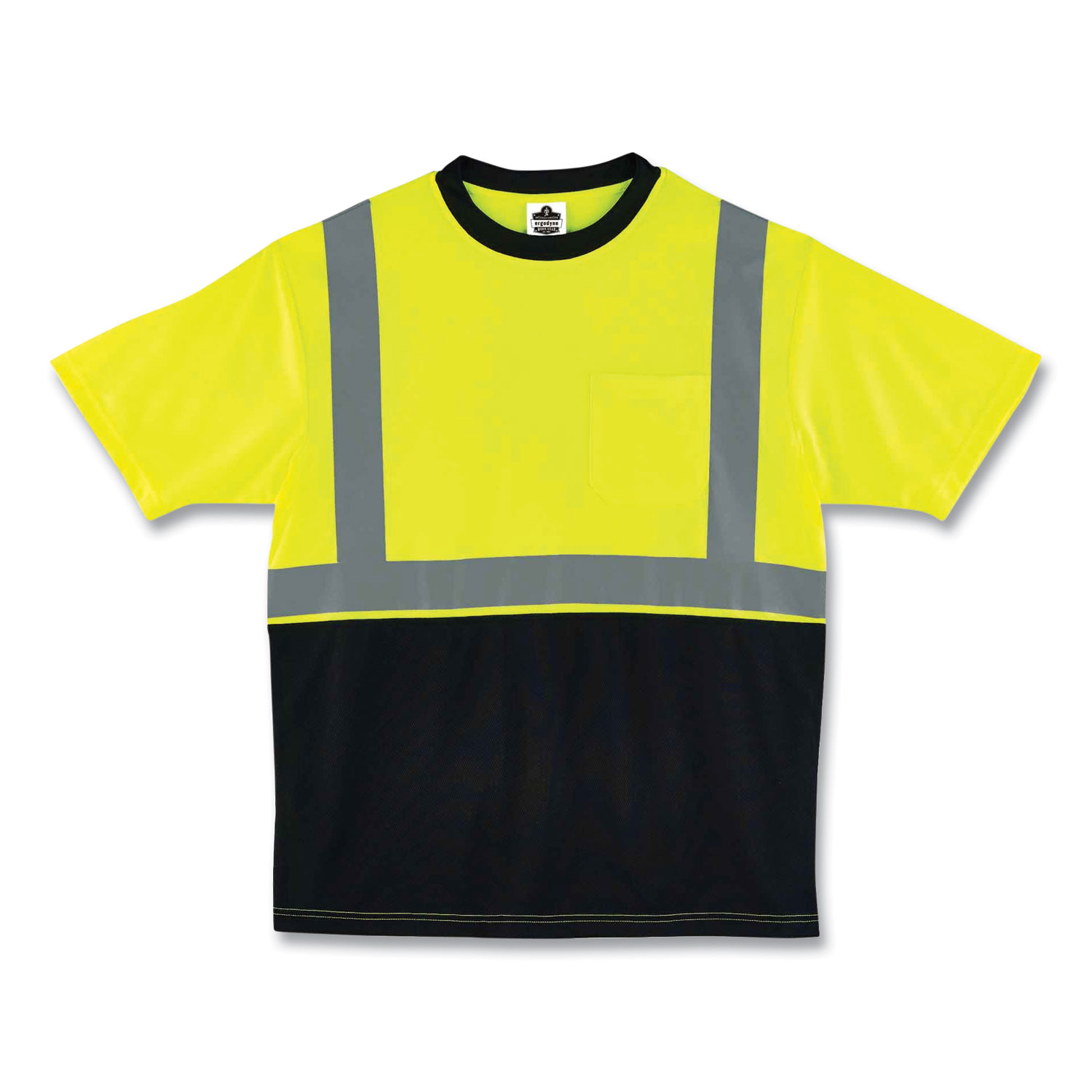 ergodyne® GloWear 8289BK Class 2 Hi-Vis T-Shirt with Black Bottom, 2X-Large, Lime