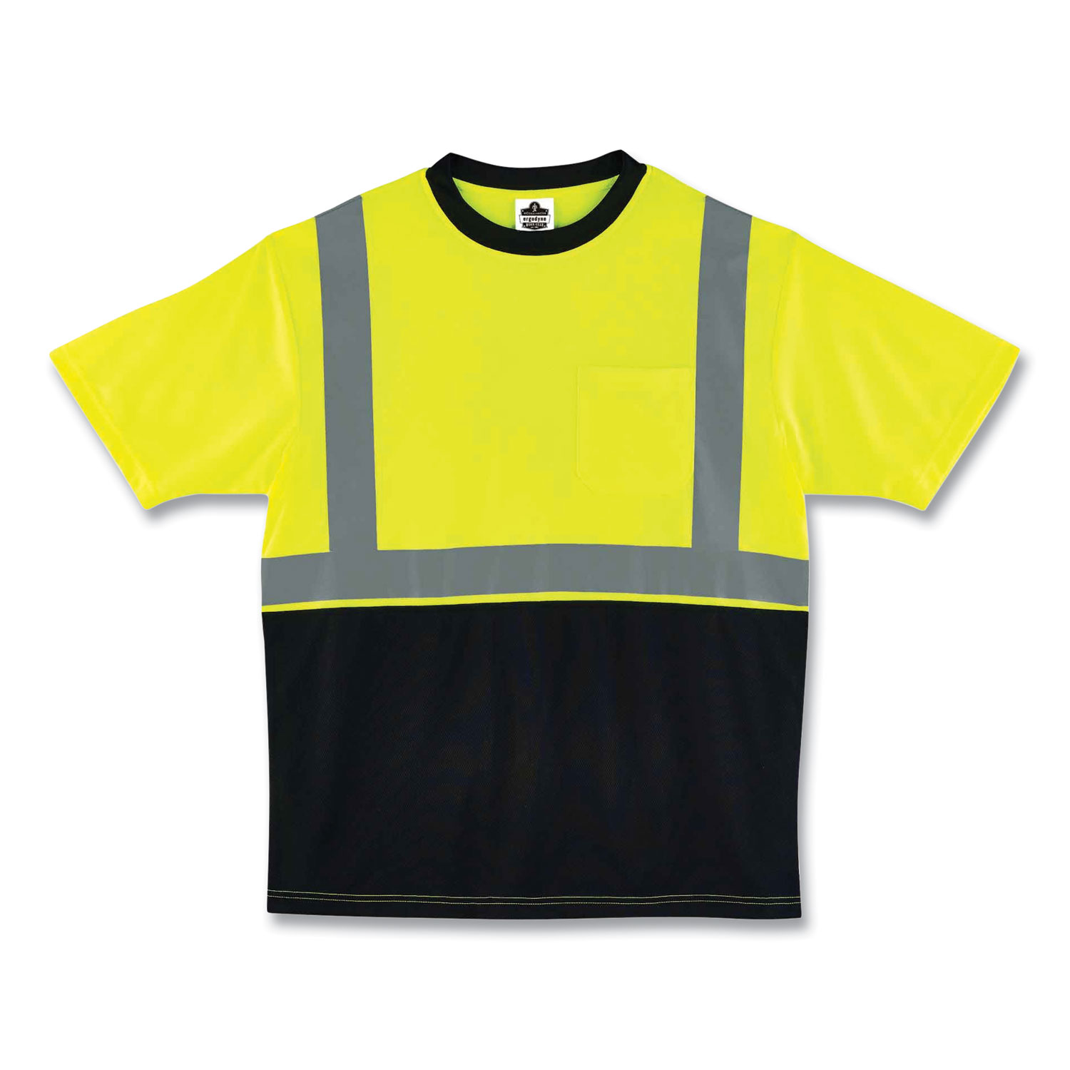 GloWear 8289BK Class 2 Hi-Vis T-Shirt with Black Bottom, 5X-Large, Lime