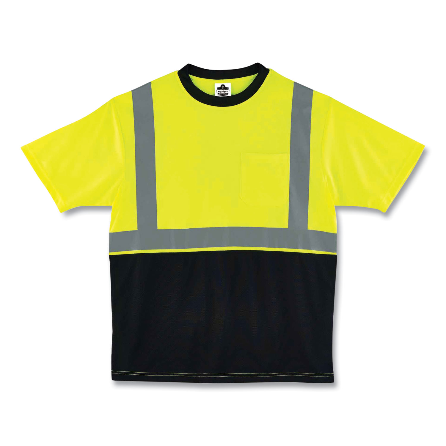 GloWear 8289BK Class 2 Hi-Vis T-Shirt with Black Bottom, 3X-Large, Lime