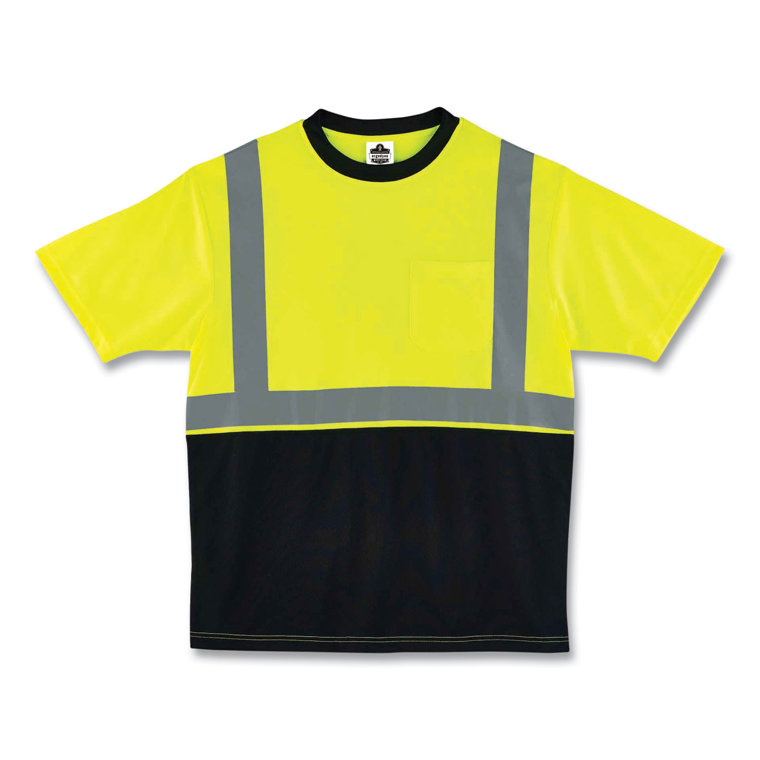 GloWear 8289BK Class 2 Hi-Vis T-Shirt with Black Bottom, Medium, Lime