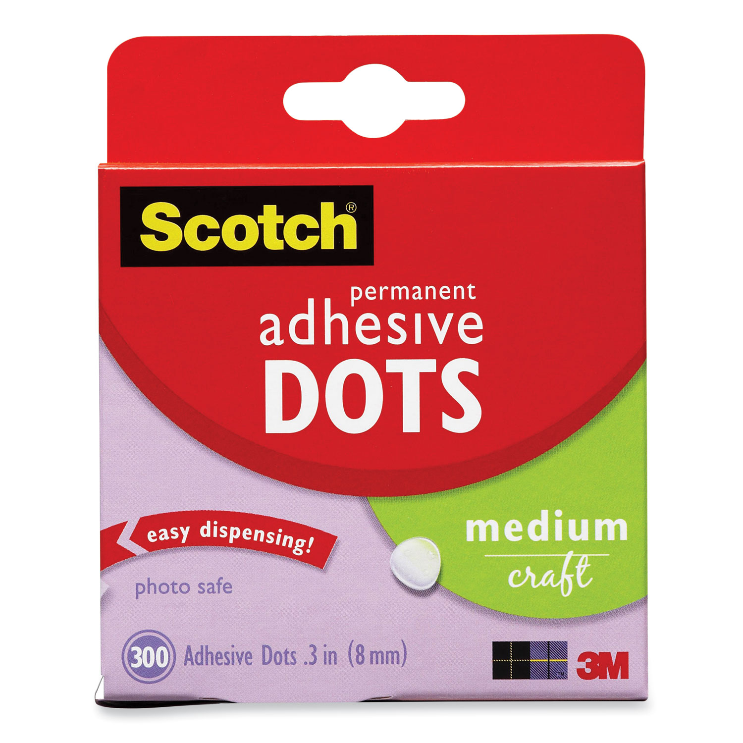 Mounting Adhesive Dots, 0.3″ dia, Transparent, 300/Pack