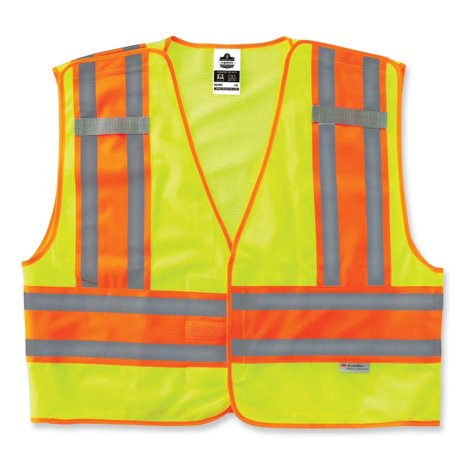 GloWear 8245PSV Class 2 Public Safety Vest, Polyester, Large/X-Large, Lime