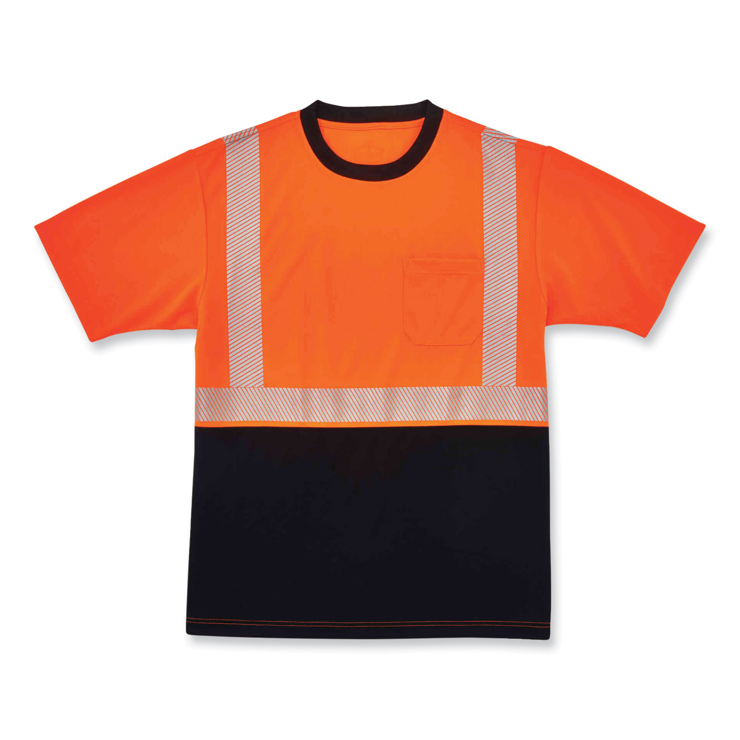 ergodyne® GloWear 8280BK Class 2 Performance T-Shirt with Black Bottom, Polyester, Small, Orange