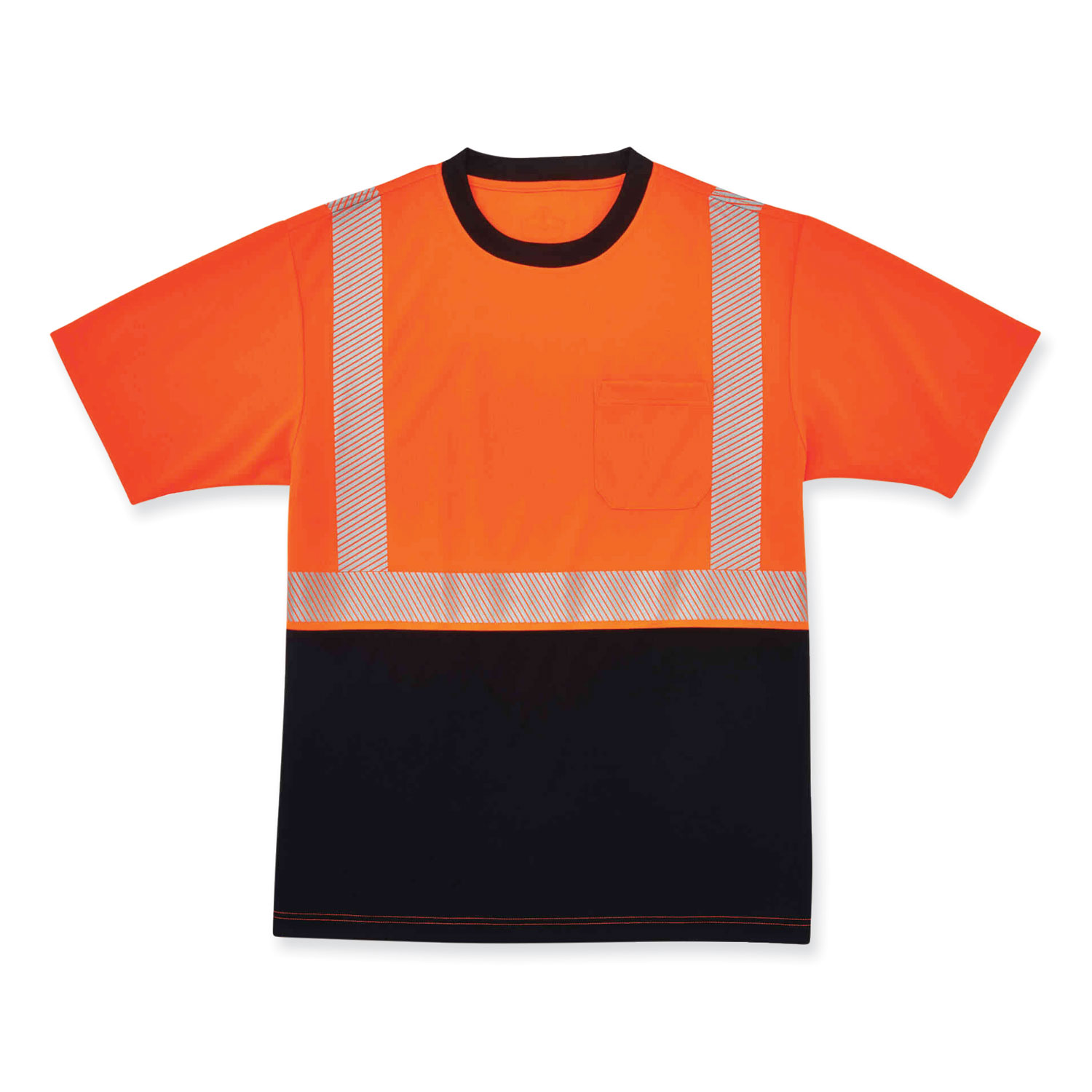 ergodyne® GloWear 8280BK Class 2 Performance T-Shirt with Black Bottom, Polyester, Large, Orange