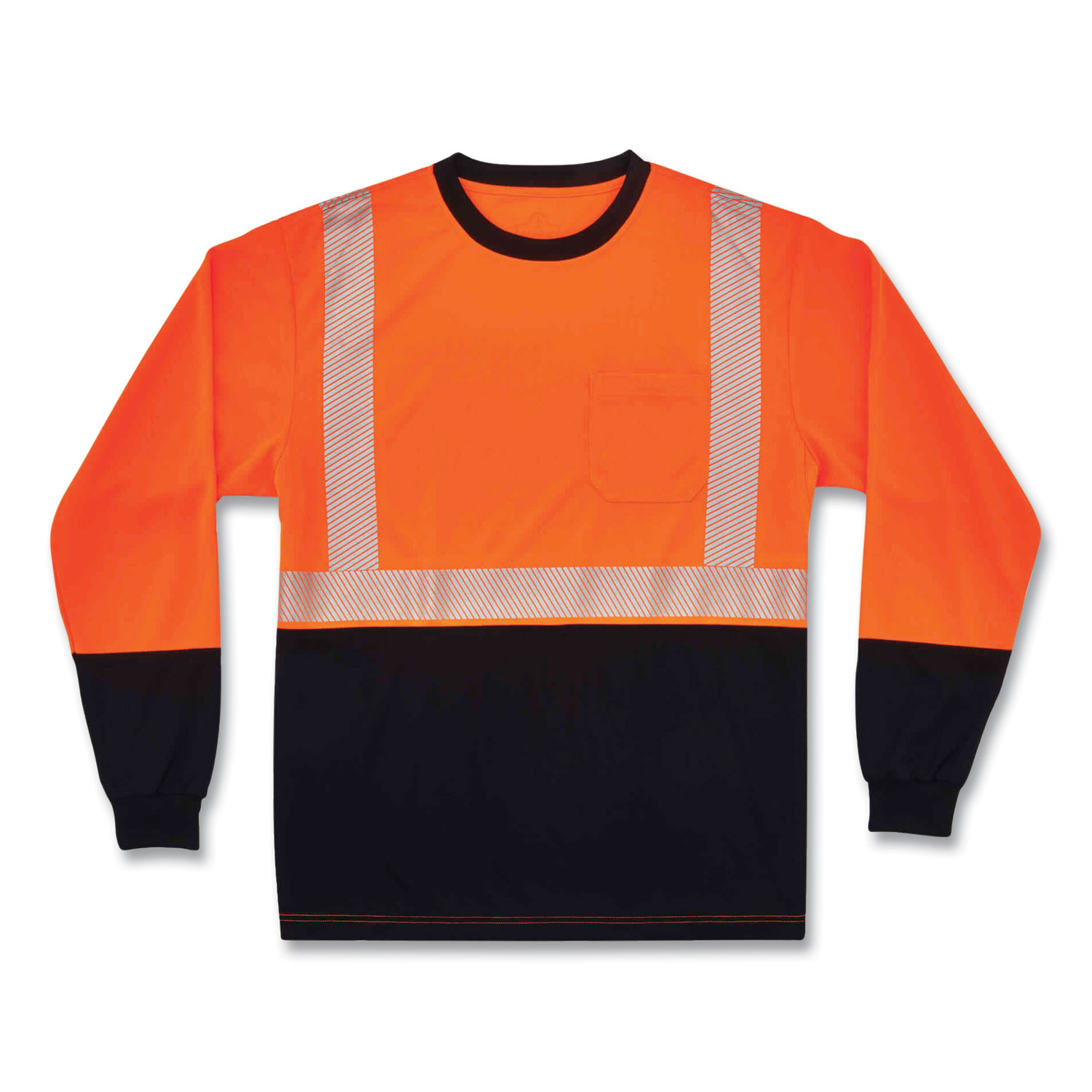 ergodyne® GloWear 8281BK Class 2 Long Sleeve Shirt with Black Bottom, Polyester, 2X-Large, Orange