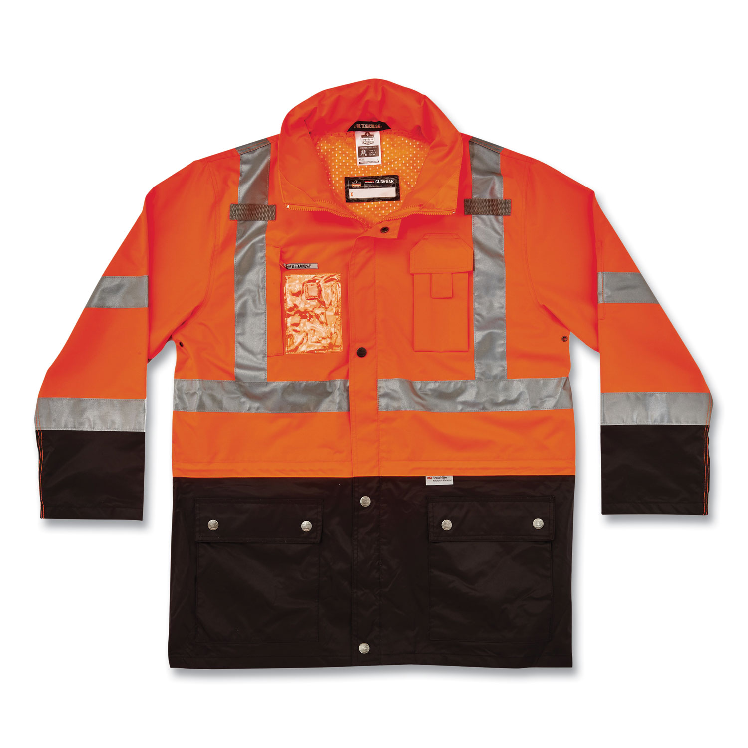 ergodyne® GloWear 8386 Class 3 Hi-Vis Outer Shell Jacket, Polyester, Large, Orange