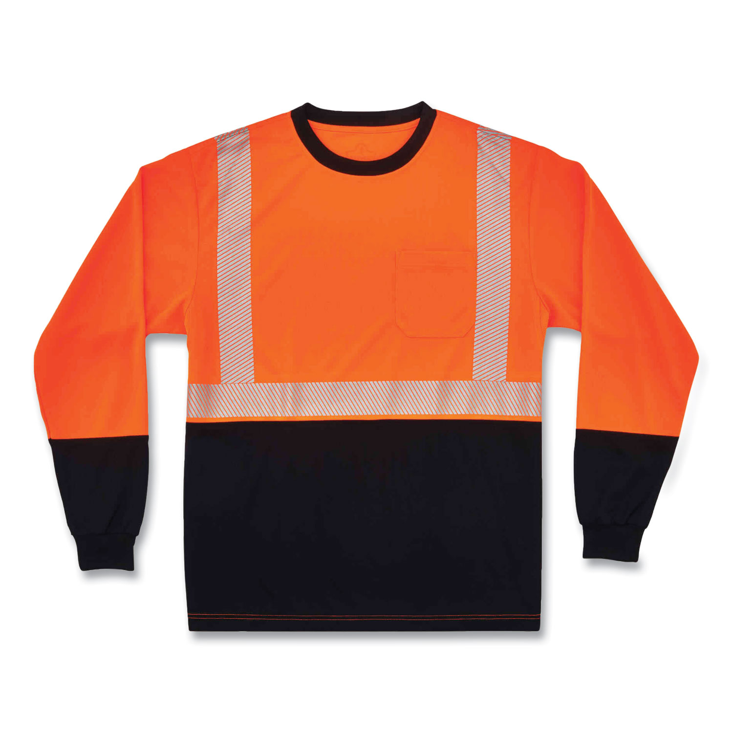 ergodyne® GloWear 8281BK Class 2 Long Sleeve Shirt with Black Bottom, Polyester, Small, Orange