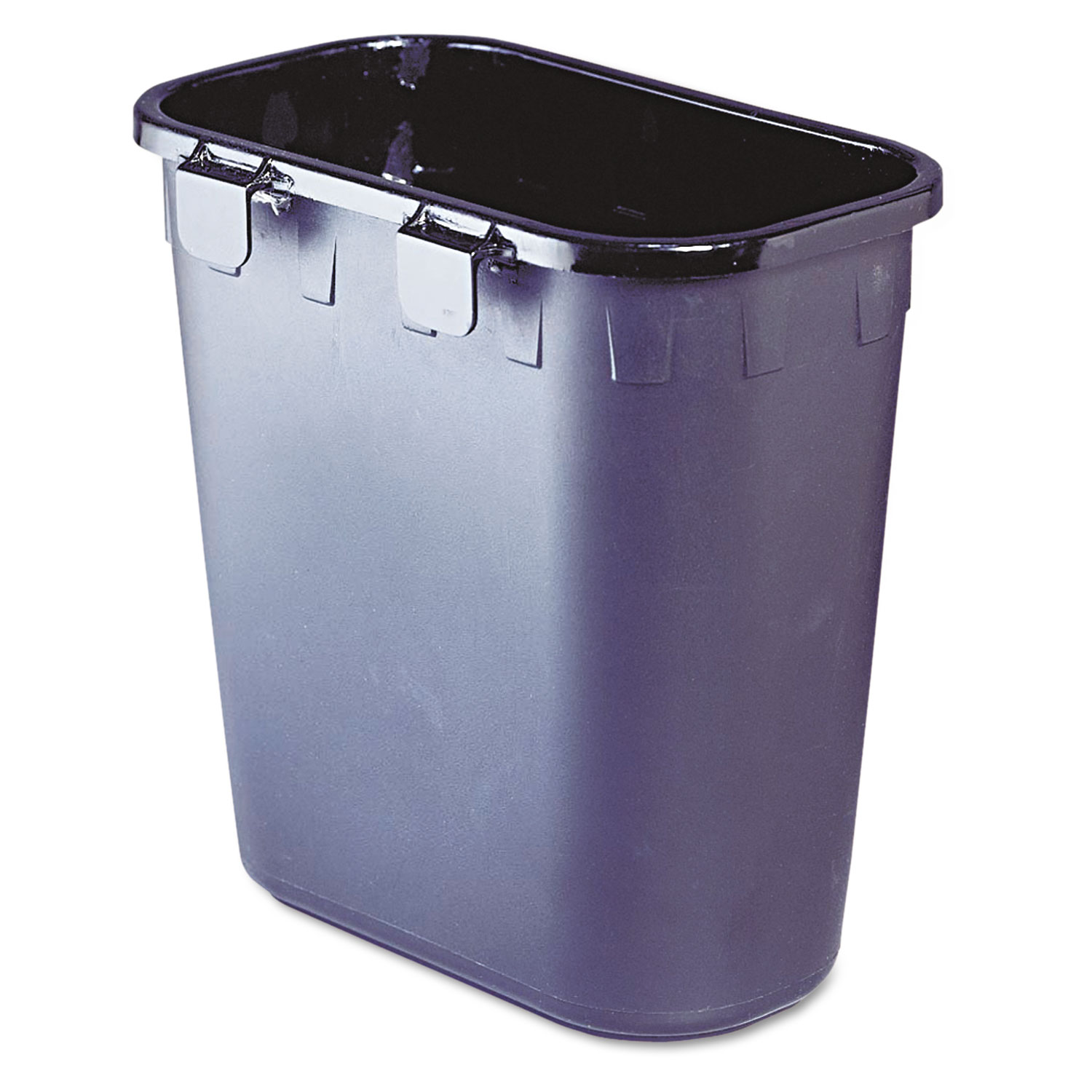 Paper Pitch Recycling Bin, Rectangular, Polyethylene, 1.75gal, Black