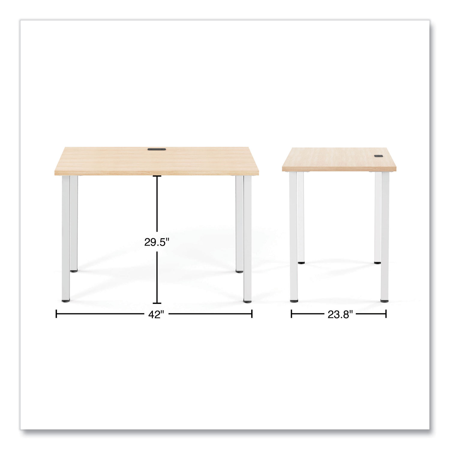 Union & Scale Essentials Single-Pedestal L-Shaped Desk with Integrated Power Management, 59.8 x 59.8 x 29.7, Natural Wood/Black