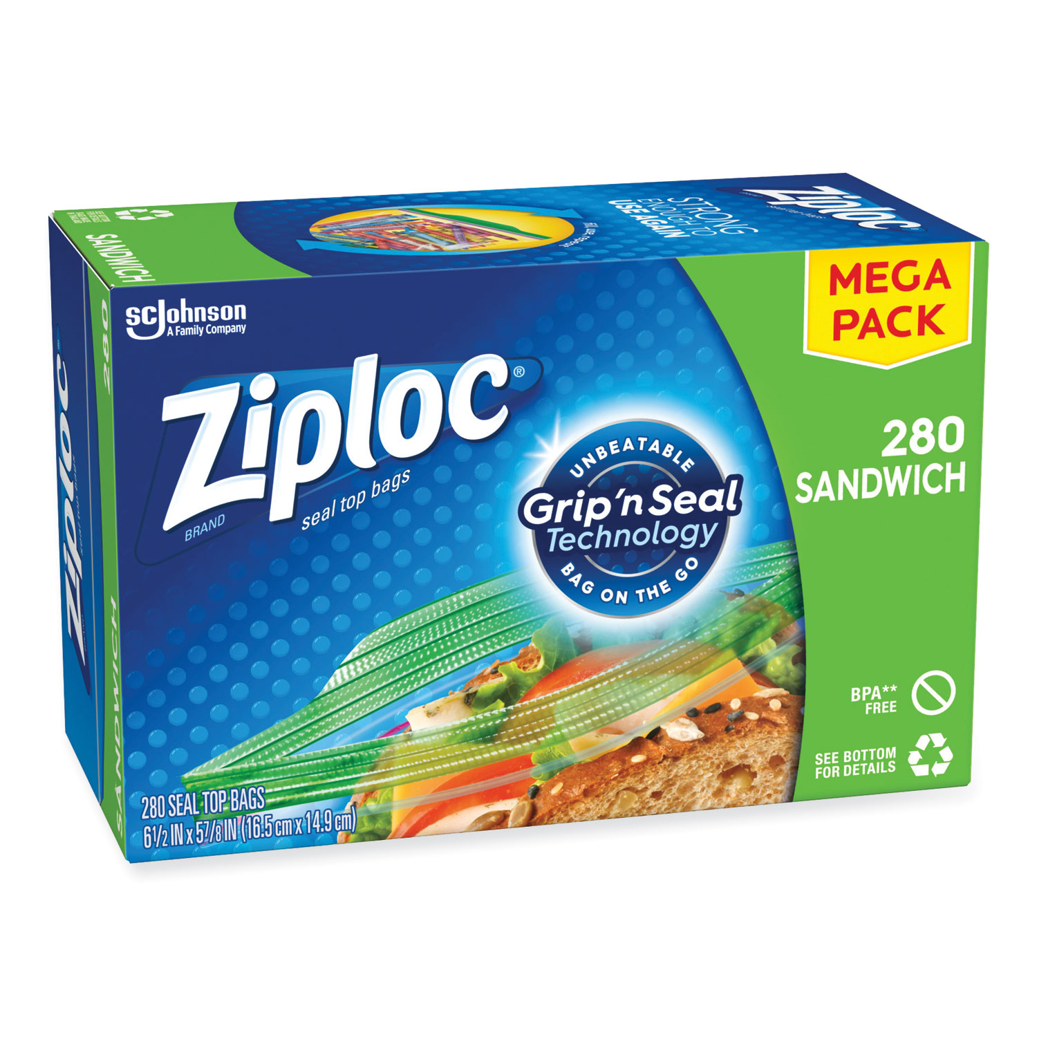 Ziploc Seal Top Bags, 1 qt, 7.44 x 7, Clear, 100/Box