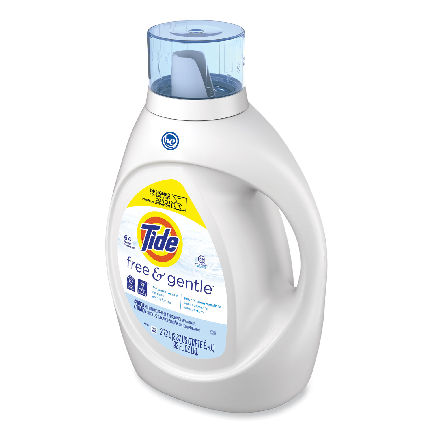 Free and Gentle Liquid Laundry Detergent, Unscented, 92 oz Bottle ...