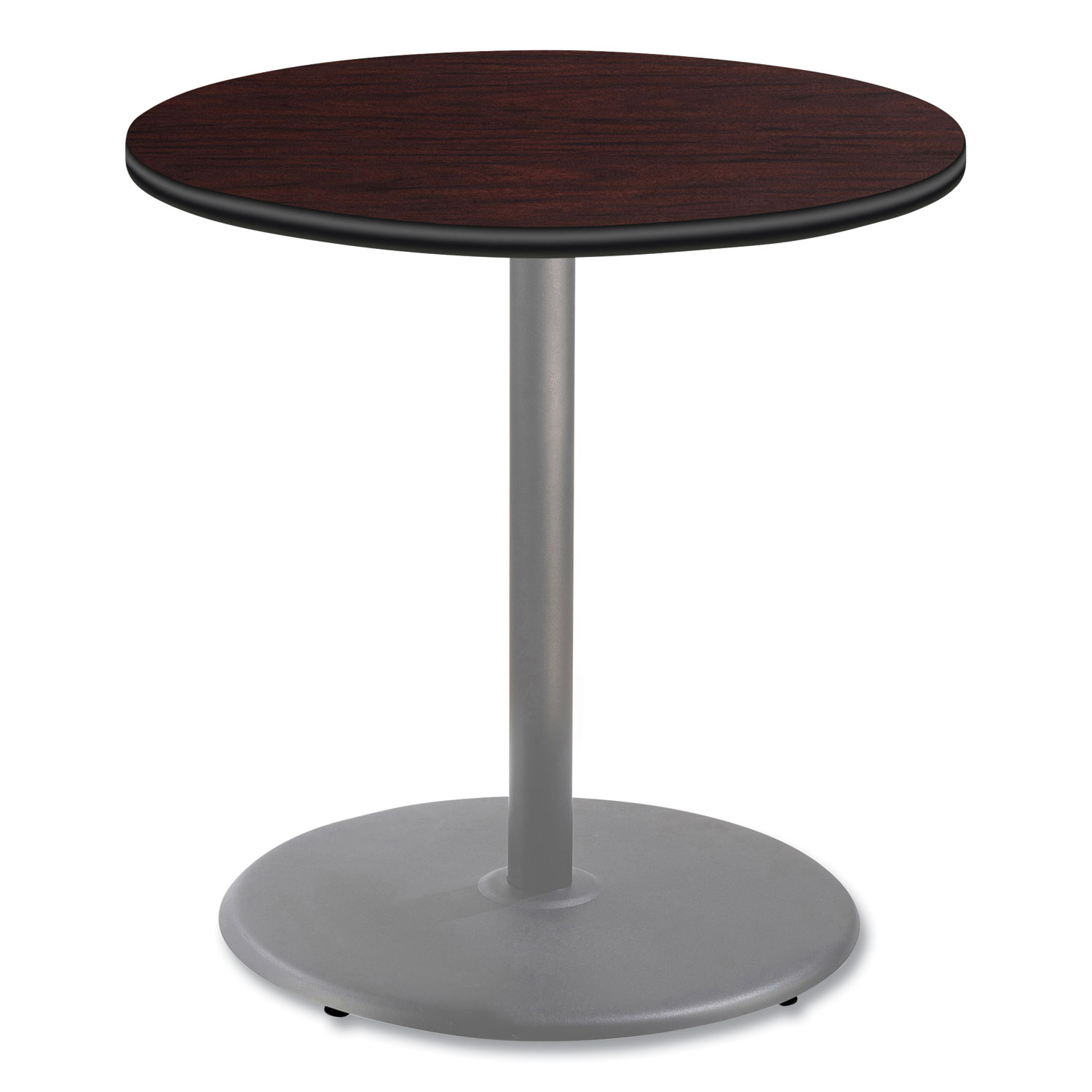 Cafe Table, 36″ Diameter x 36h, Round Top/Base, Mahogany Top, Gray Base