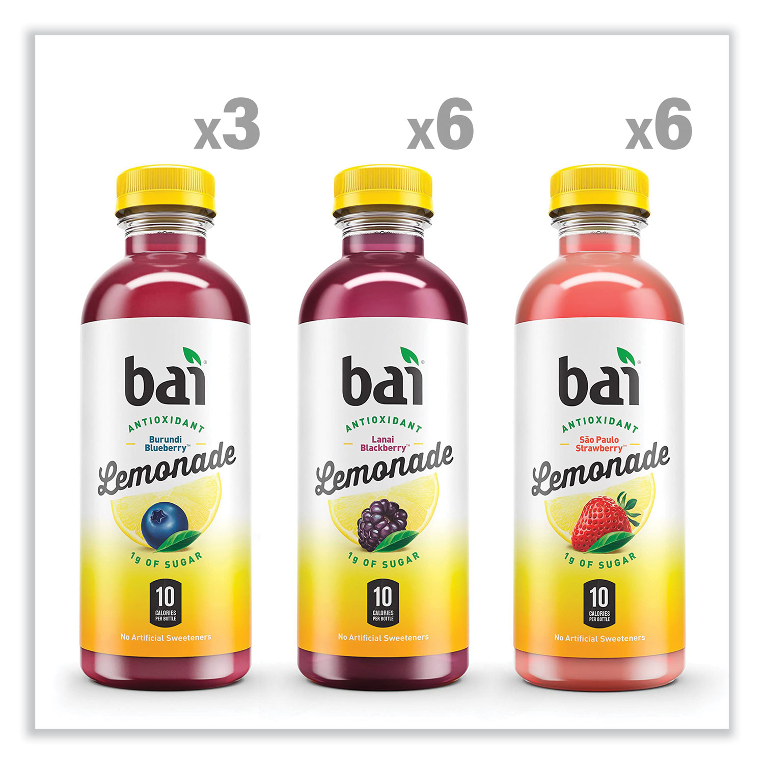 Bai Antioxidant Infusion Lemonade Variety Pack, Assorted, 18 oz Bottle