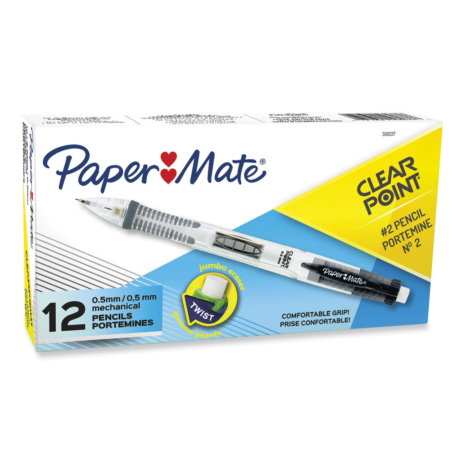 Clear Point Mechanical Pencil, 0.5 mm, HB (#2), Black Lead, Black Barrel -  ASE Direct