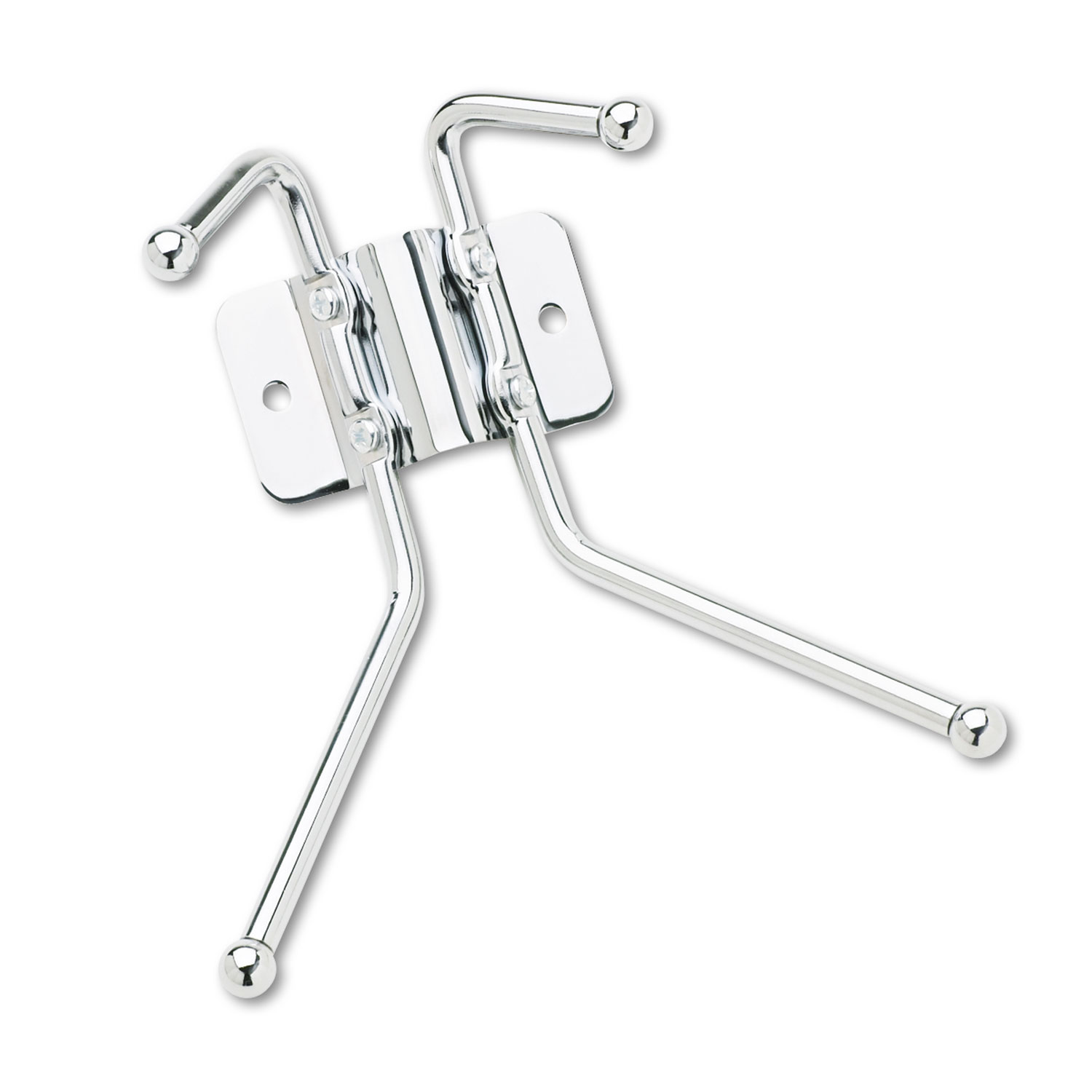  Safco 4160 Metal Wall Rack, Two Ball-Tipped Double-Hooks, 6.5w x 3d x 7h, Chrome Metal (SAF4160) 