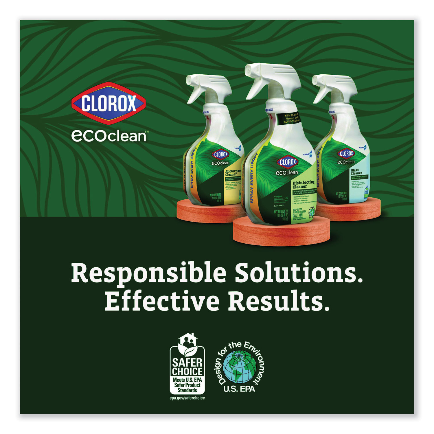 Clorox Pro EcoClean Disinfecting Cleaner, Unscented, 32 oz Spray Bottle,  9/Carton - Zuma