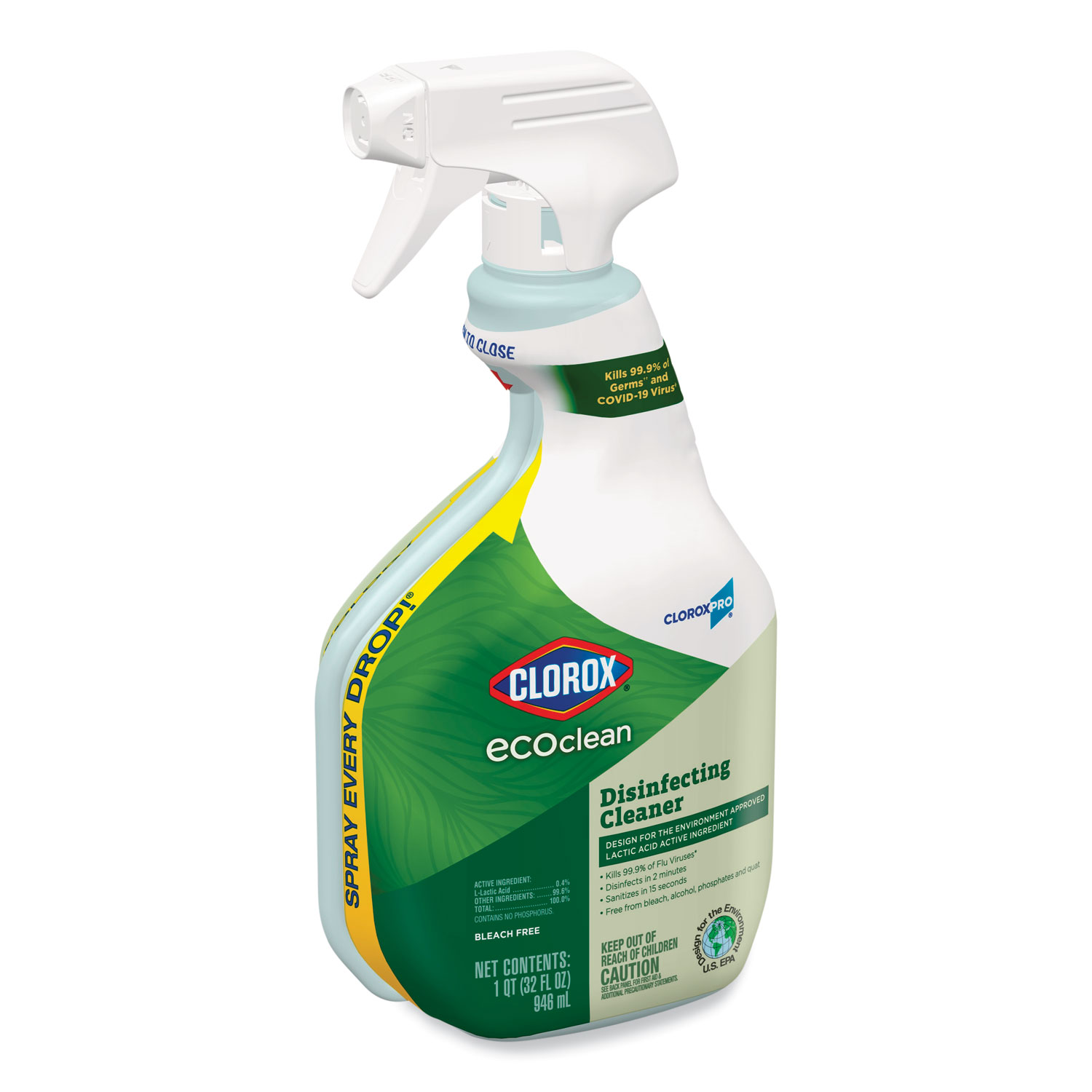 Clorox Pro EcoClean Disinfecting Cleaner, Unscented, 32 oz Spray Bottle,  9/Carton - superiorsanitary