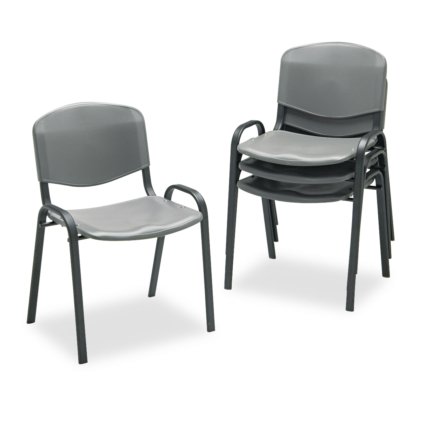 Stacking Chair, Charcoal Seat/Charcoal Back, Black Base, 4/Carton