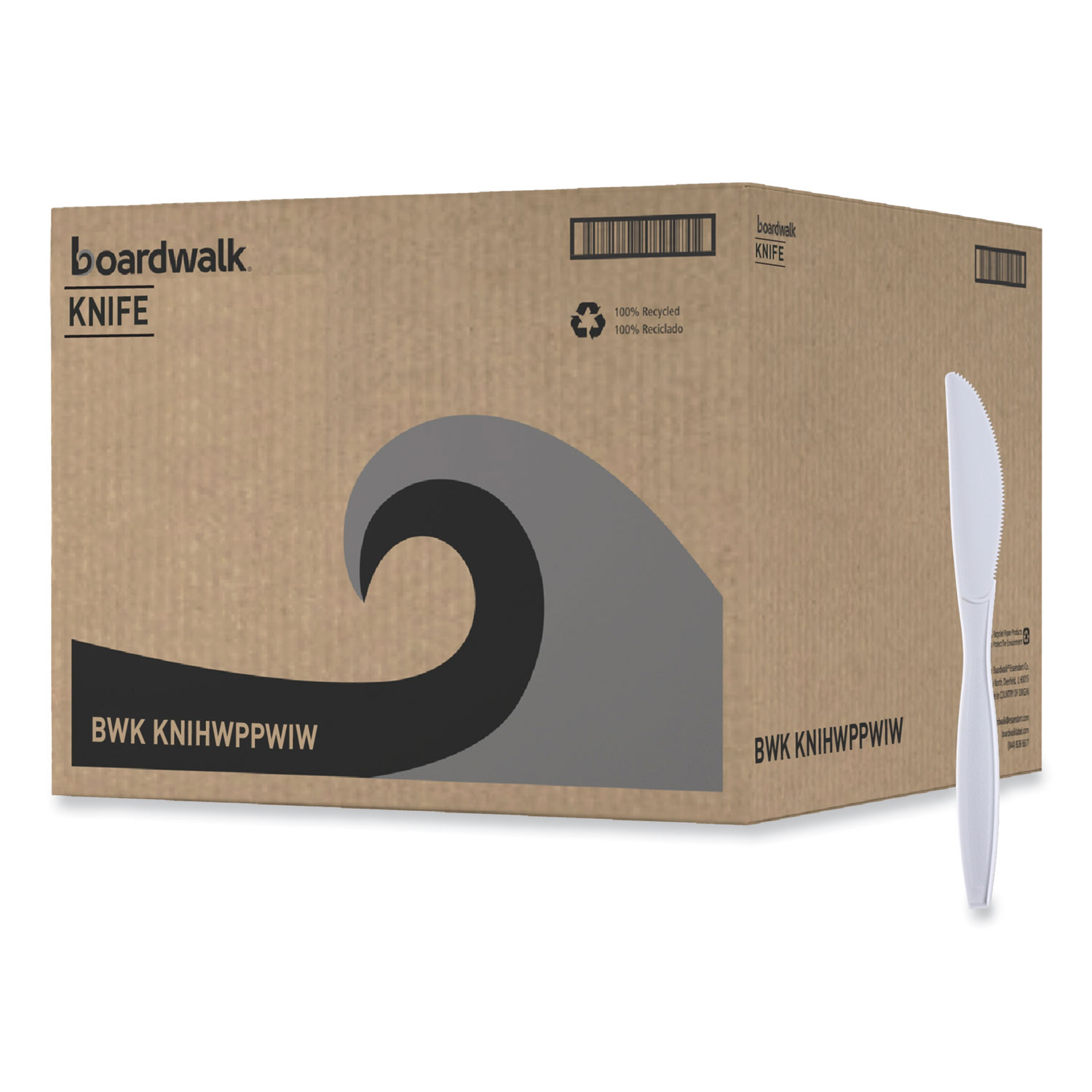 Heavyweight Wrapped Polypropylene Cutlery, Knife, White, 1,000/Carton