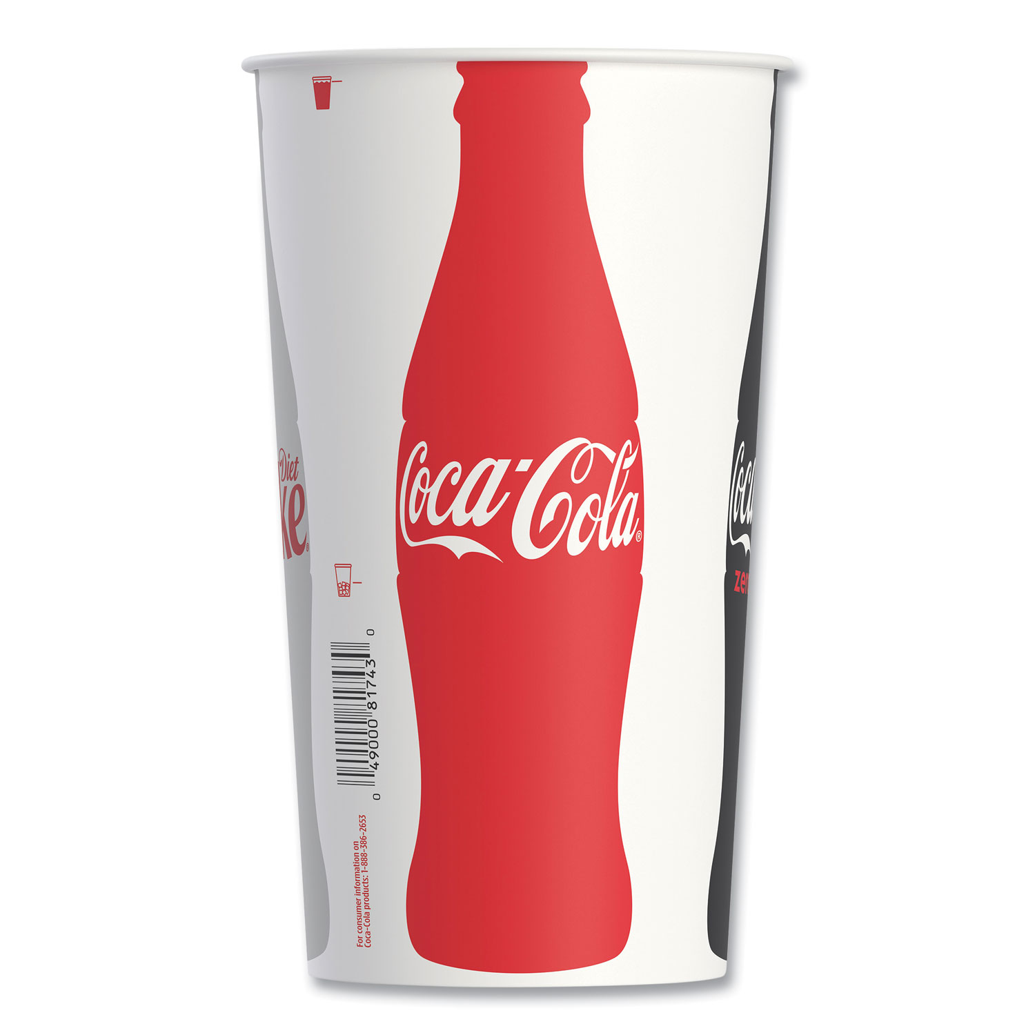 Double Sided Poly (DSP) Paper Cold Cups, 44 oz, Coca-Cola Design, 500/Carton