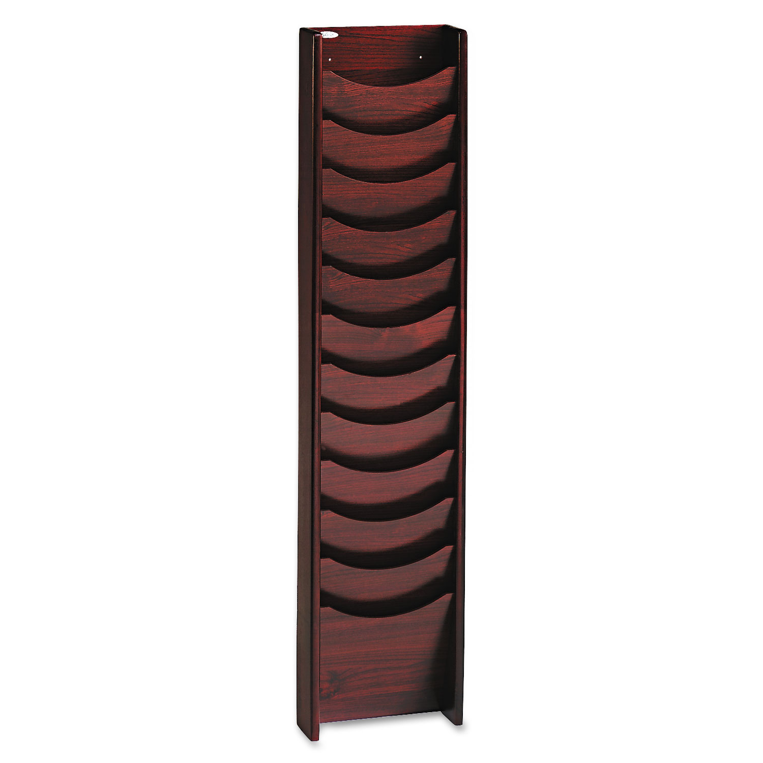Solid Wood Wall-Mount Literature Display Rack, 11-1/4w x 3-3/4d x 48h, Mahogany