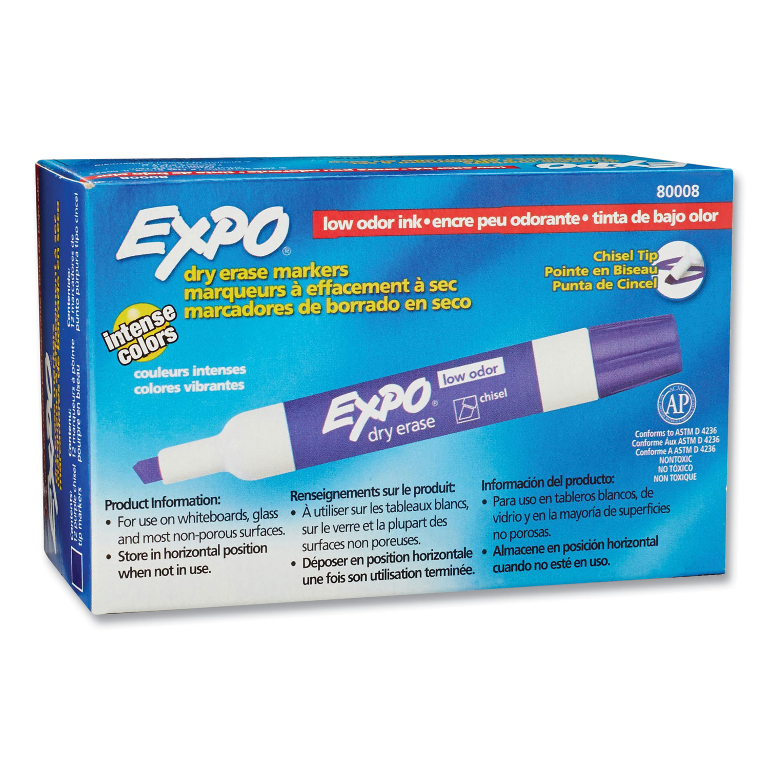 EXPO Low-Odor Dry-Erase Markers, Chisel Point, Pastel Colors, Pack Of 4 