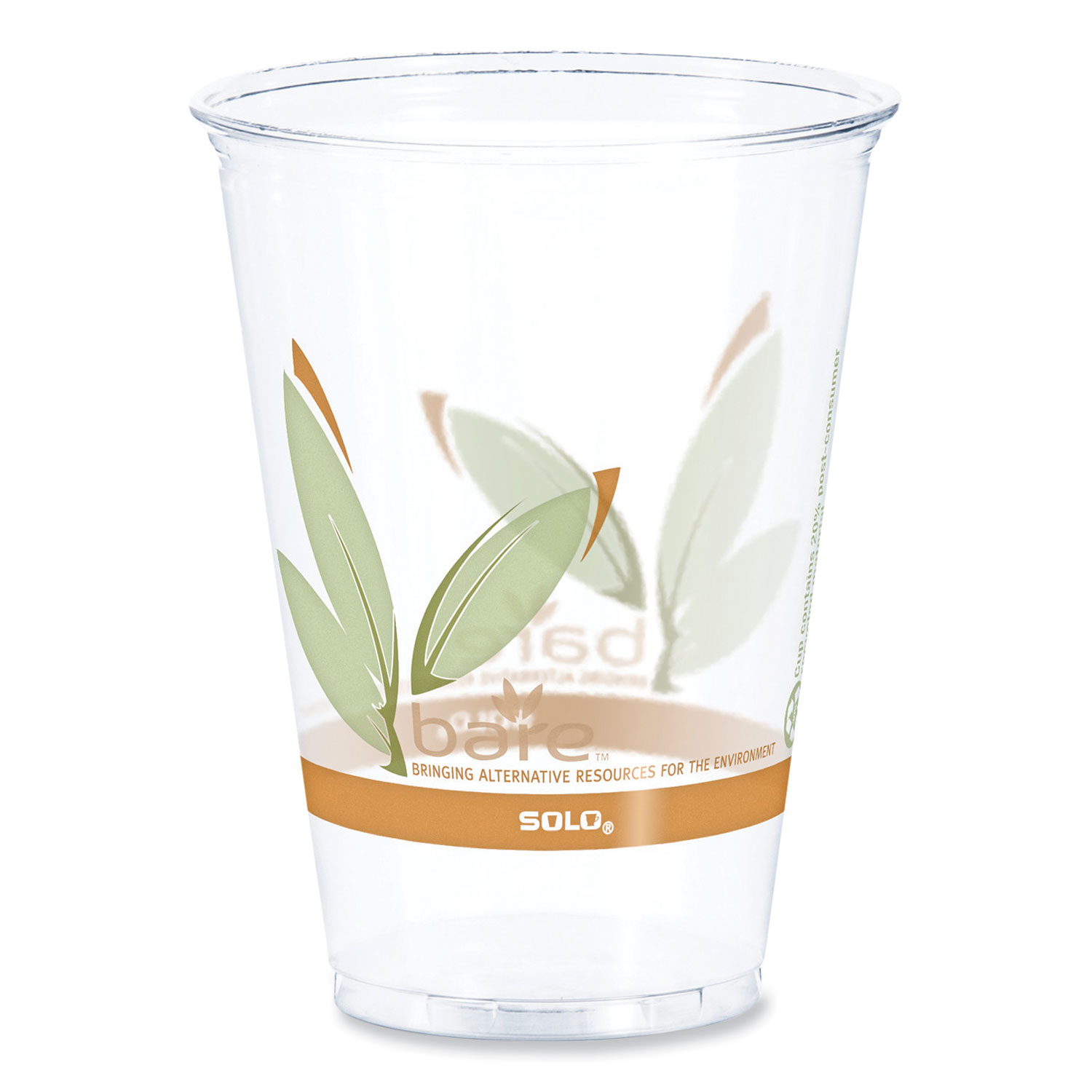 Bare Eco-Forward RPET Cold Cups, ProPlanet Seal, 10 oz, Plastic, Leaf Design, 1,000/Carton