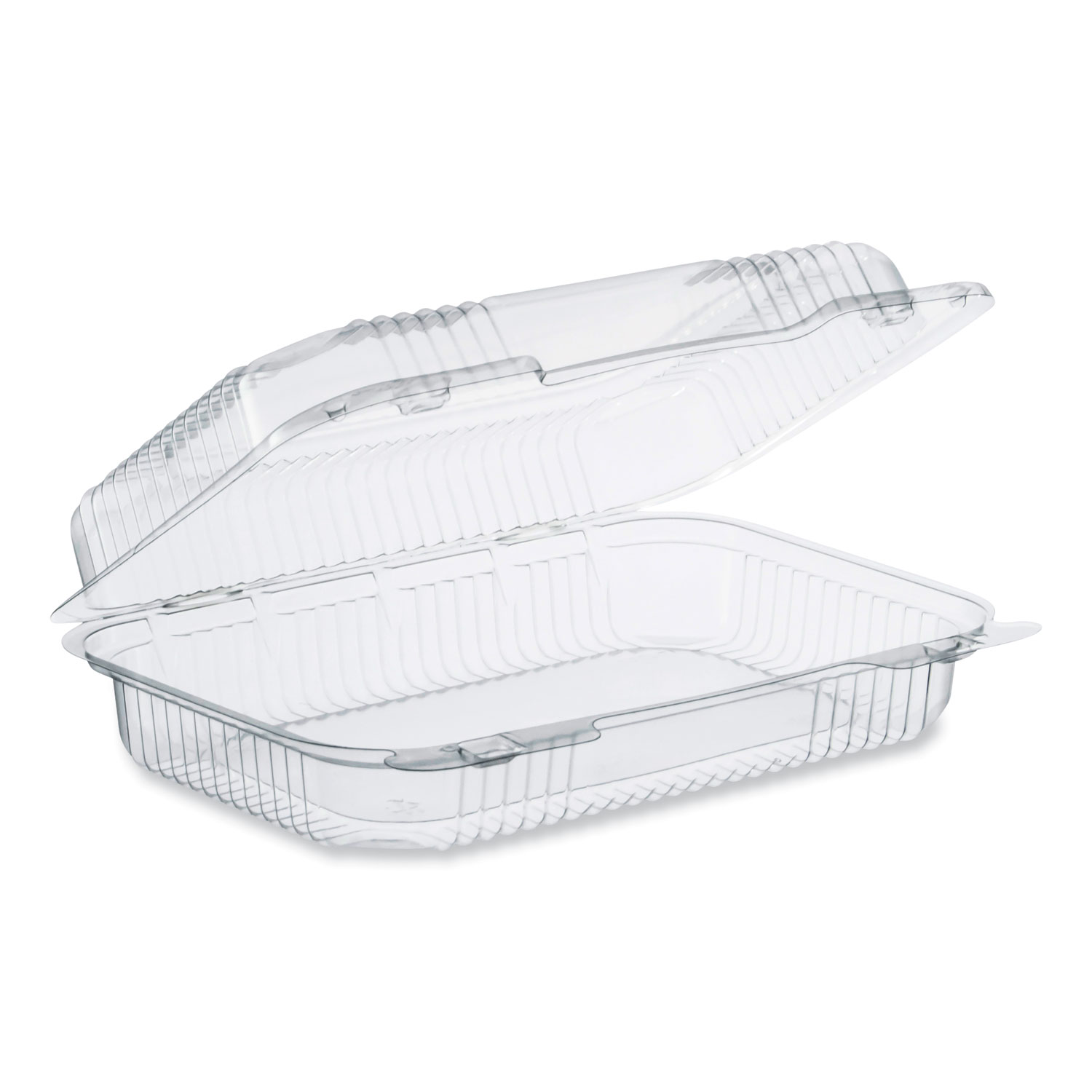 StayLock Clear Hinged Lid Containers, 6.8 x 9.4 x 2.6, Clear, Plastic, 125/Pack, 2 Packs/Carton