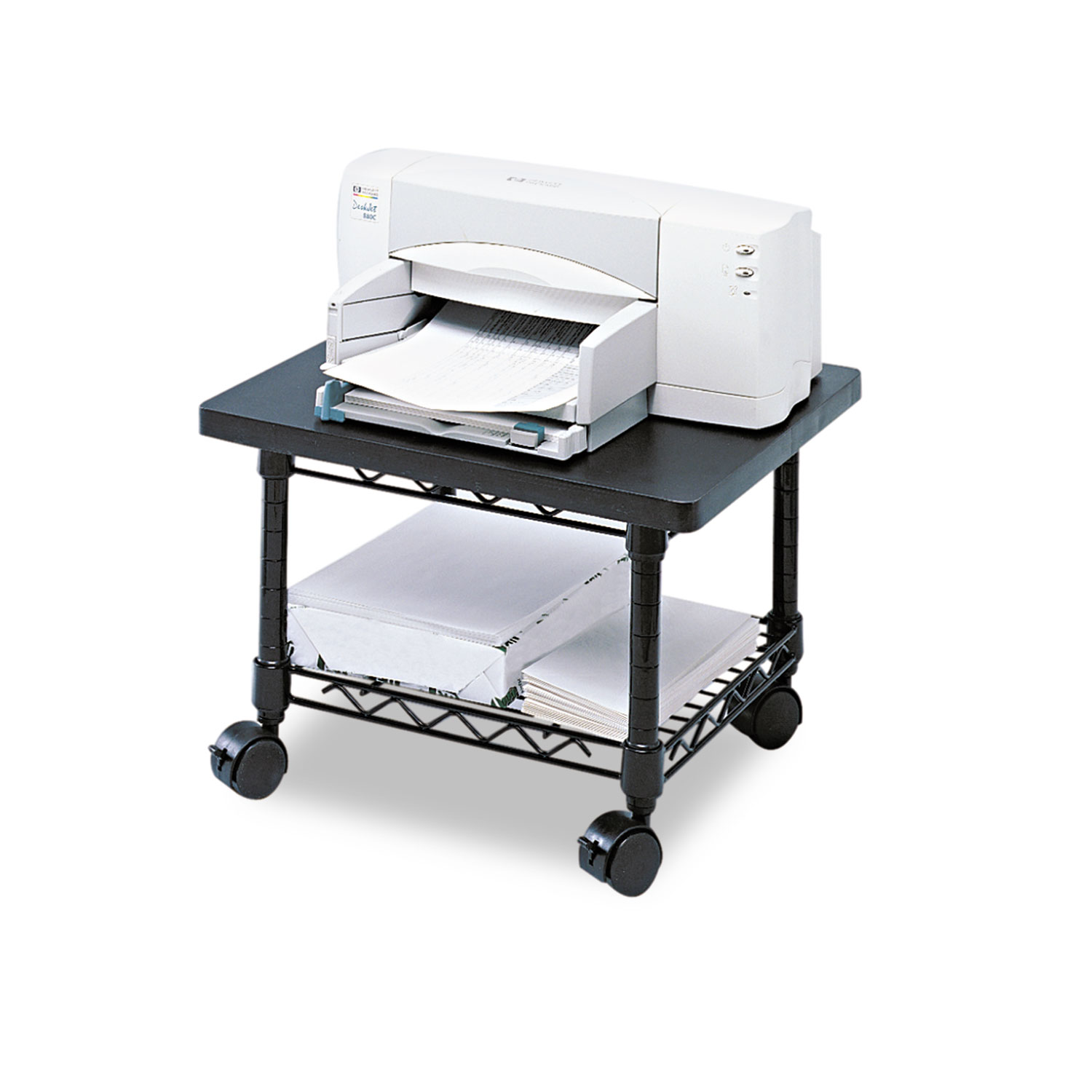 Underdesk Printer/Fax Stand, One-Shelf, 19w x 16d x 13-1/2h, Black
