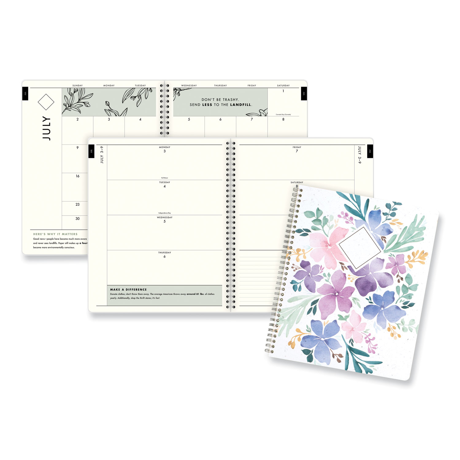 GreenPath Academic Year Weekly/Monthly Planner, GreenPath Art, 11 x 9.87,  Floral Cover, 12-Month (July to June): 2023 to 2024 - superiorsanitary