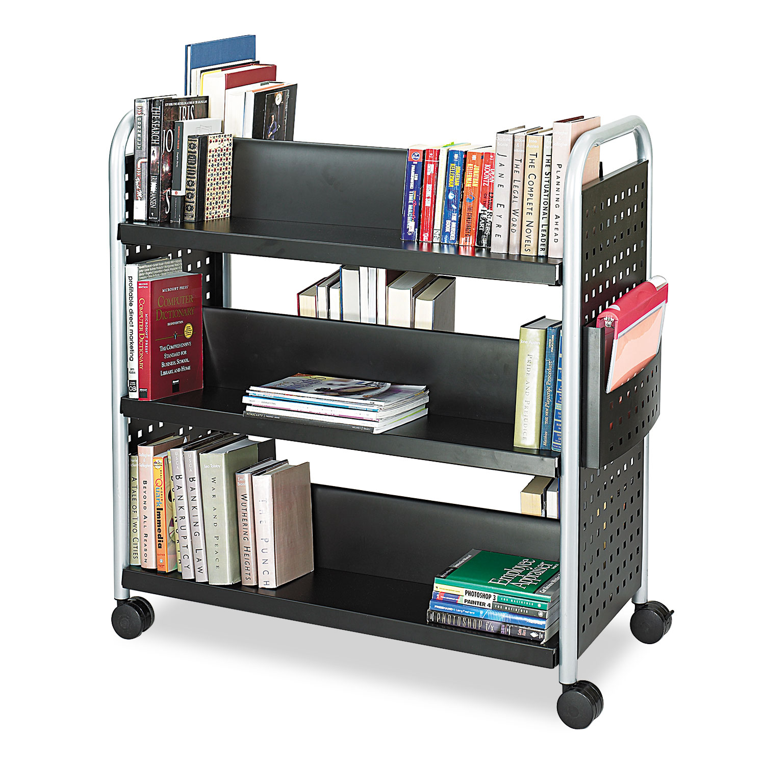 Scoot Book Cart, Six-Shelf, 41-1/4w x 17-3/4d x 41-1/4h, Black