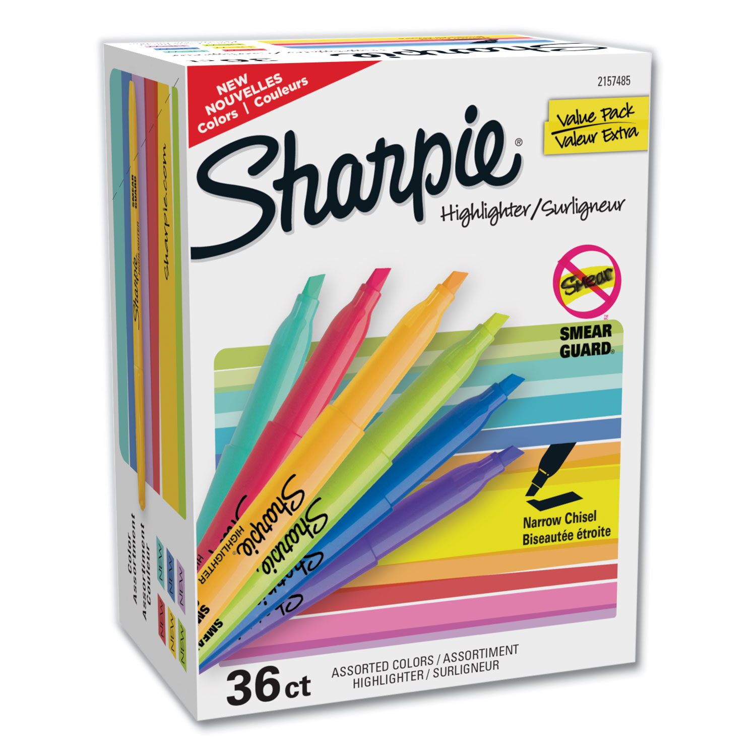 Sharpie Pocket Style Highlighters, Chisel Tip, Yellow, 36-Pack