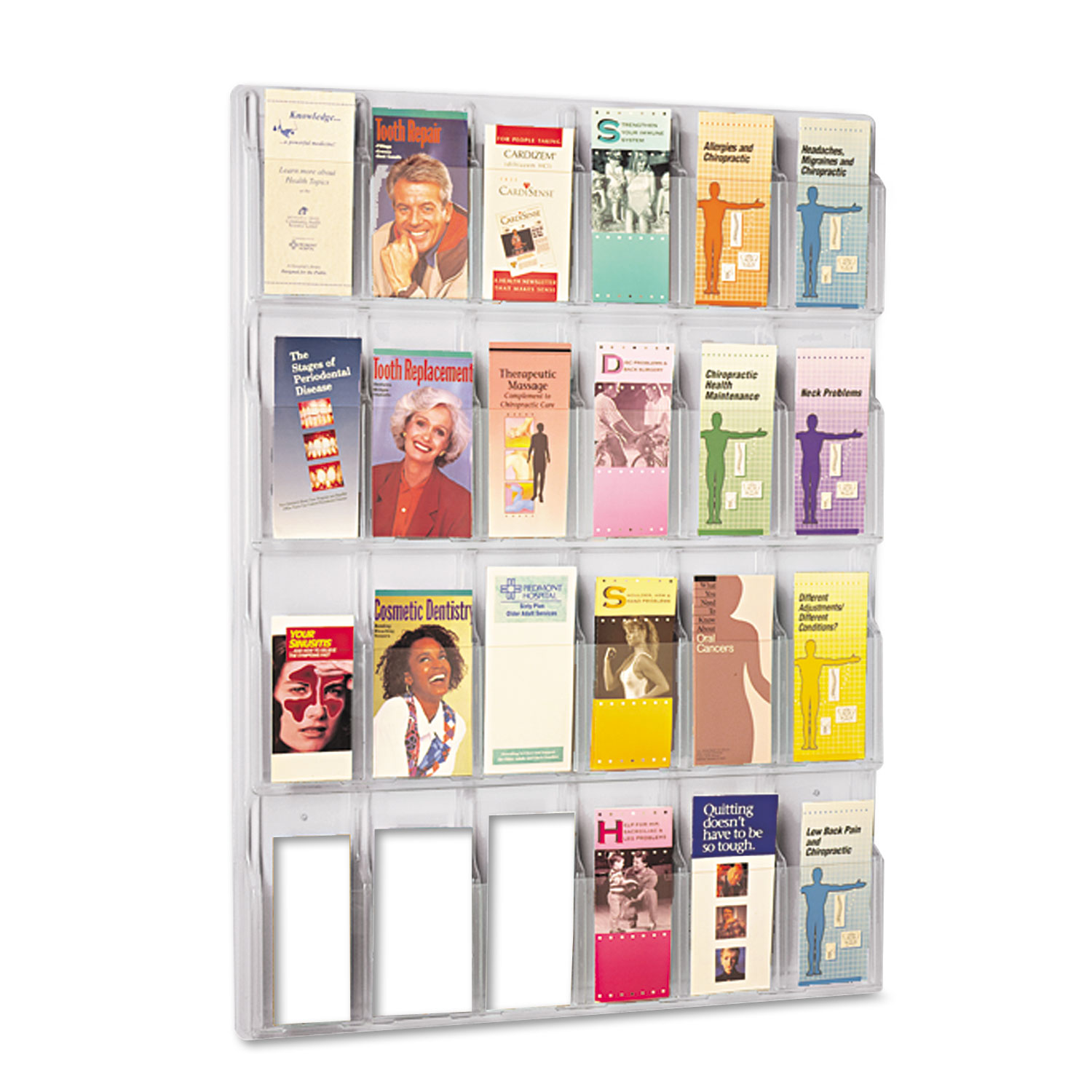  Safco 5601CL Reveal Clear Literature Displays, 24 Compartments, 30w x 2d x 41h, Clear (SAF5601CL) 