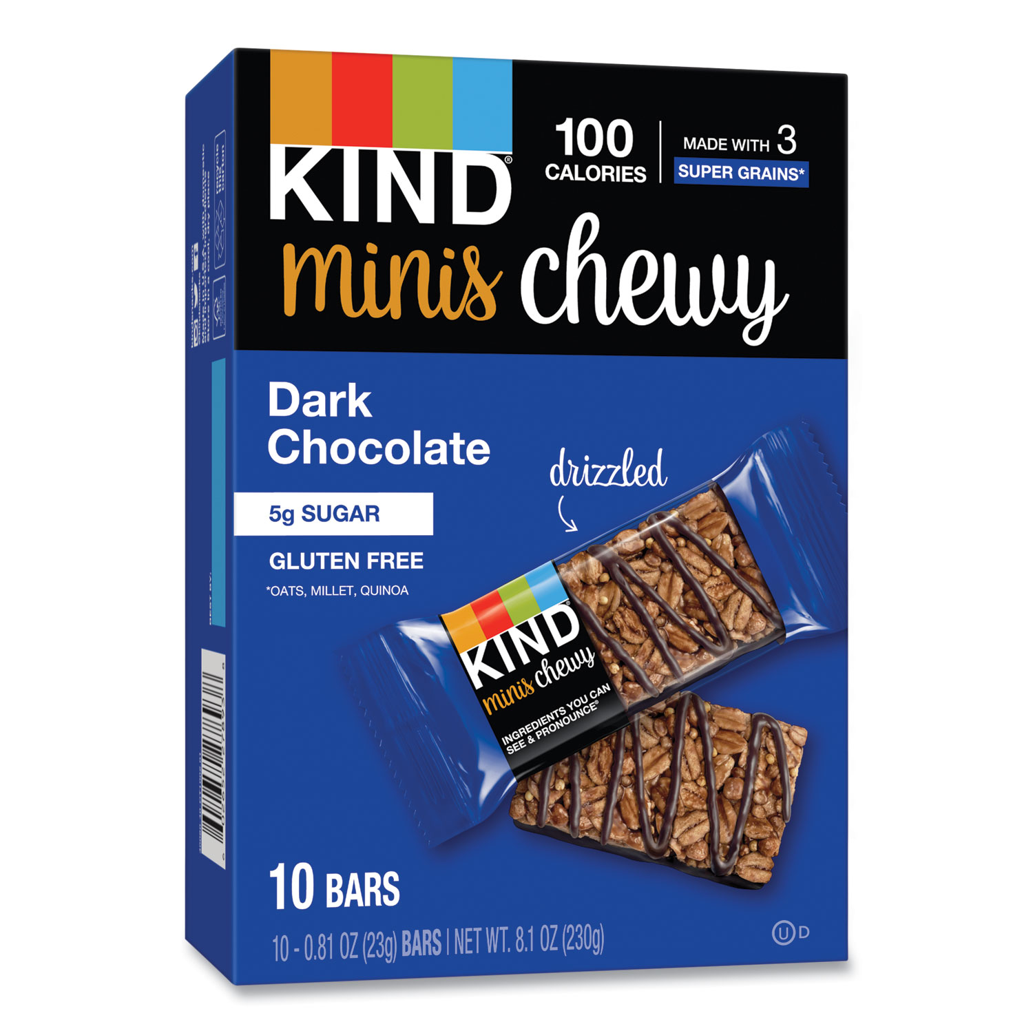 Minis Chewy, Dark Chocolate, 0.81 oz,10/Pack - Zerbee